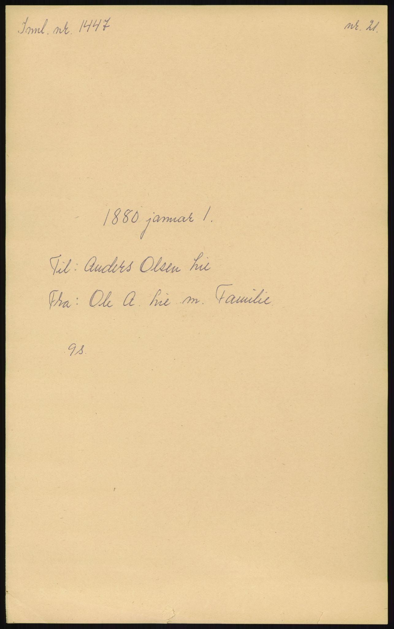 Samlinger til kildeutgivelse, Amerikabrevene, AV/RA-EA-4057/F/L0012: Innlån fra Oppland: Lie (brevnr 1-78), 1838-1914, p. 245