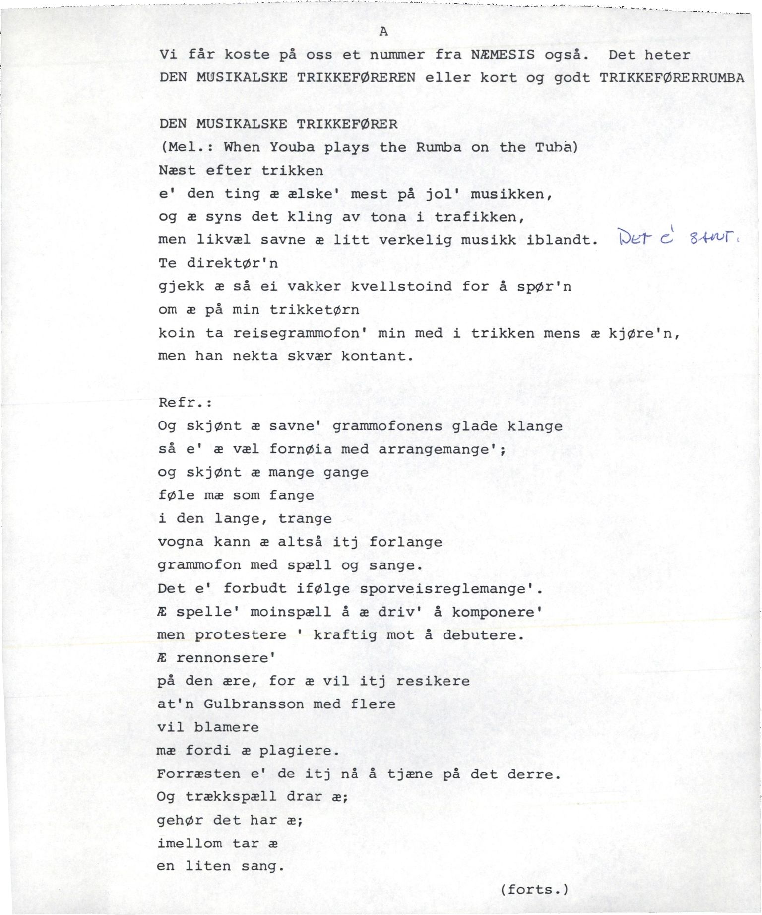 Otto Nielsen, TRKO/PA-1176/F/L0016/0284: Noter / Trikken_tekst