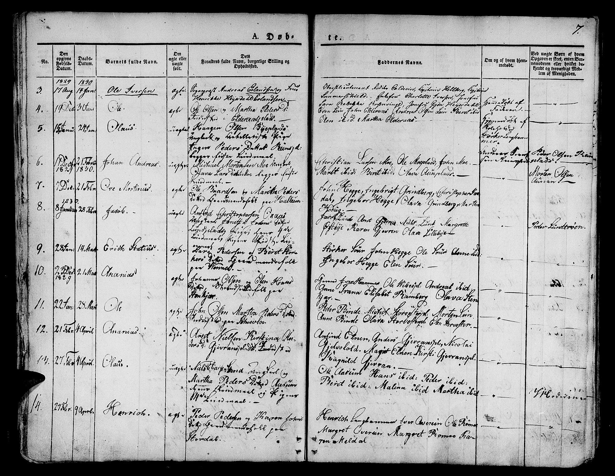 Ministerialprotokoller, klokkerbøker og fødselsregistre - Nord-Trøndelag, SAT/A-1458/746/L0445: Parish register (official) no. 746A04, 1826-1846, p. 7