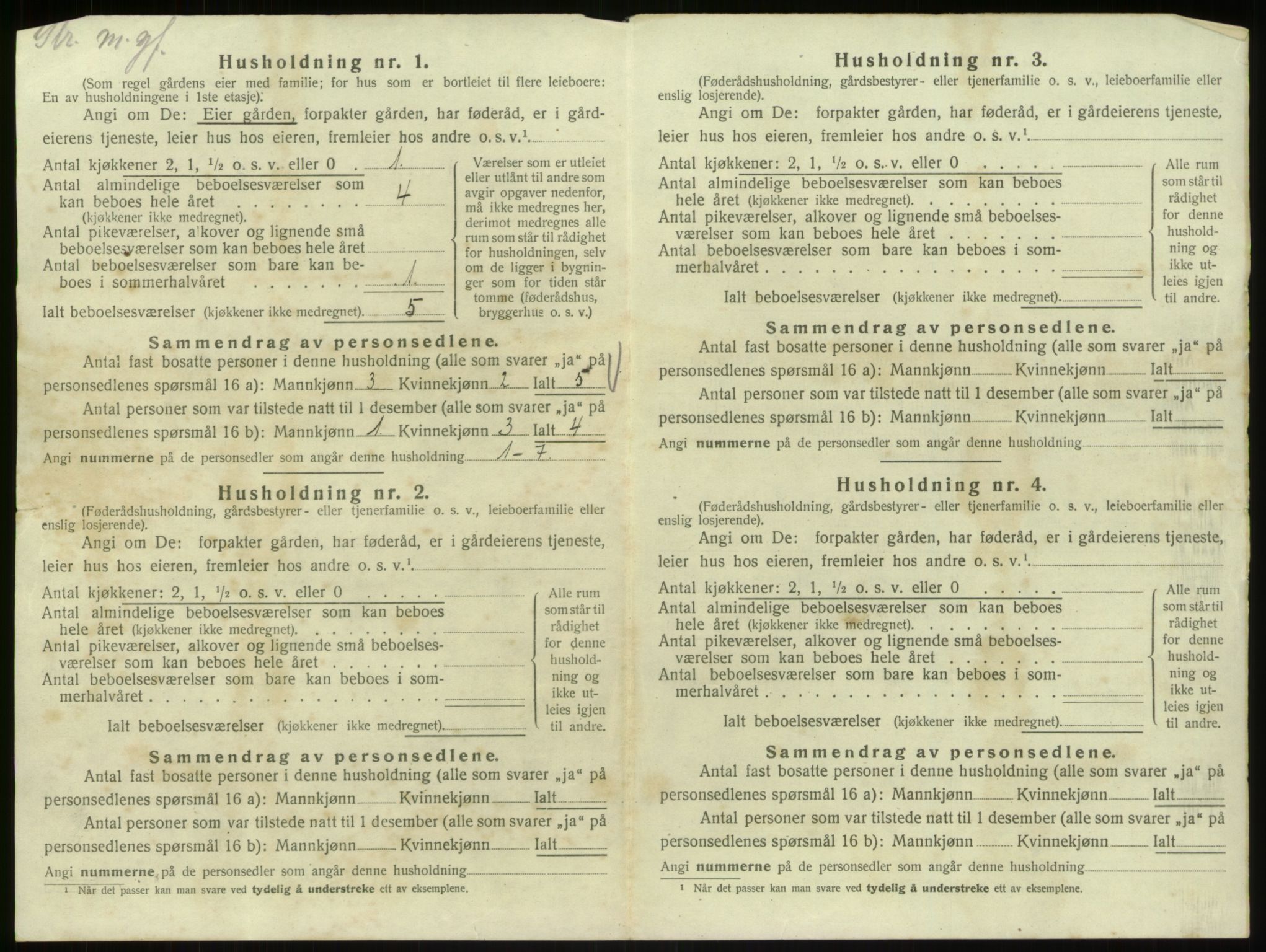 SAB, 1920 census for Bruvik, 1920, p. 1073