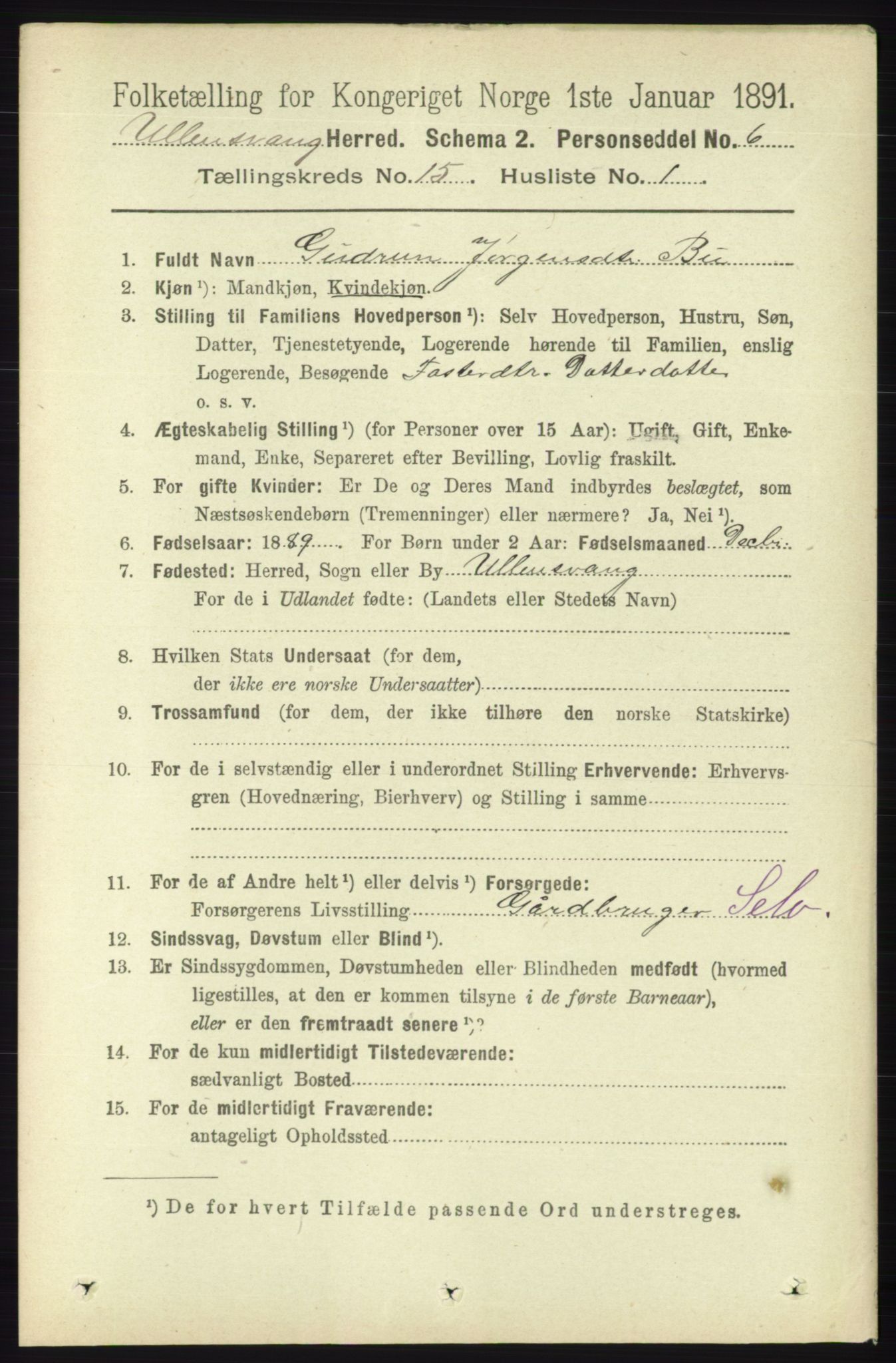 RA, 1891 census for 1230 Ullensvang, 1891, p. 5906