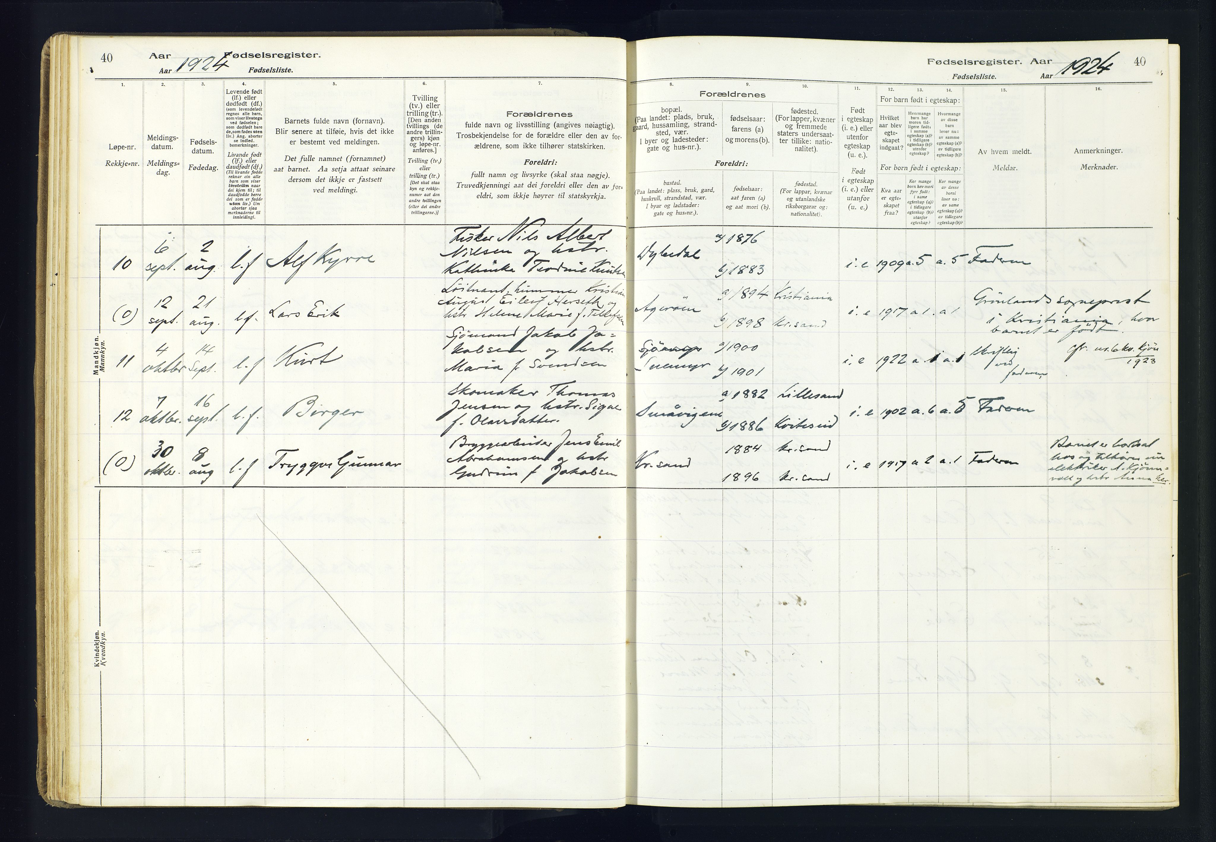 Høvåg sokneprestkontor, AV/SAK-1111-0025/J/Ja/L0001: Birth register no. II.4.2, 1916-1982, p. 40