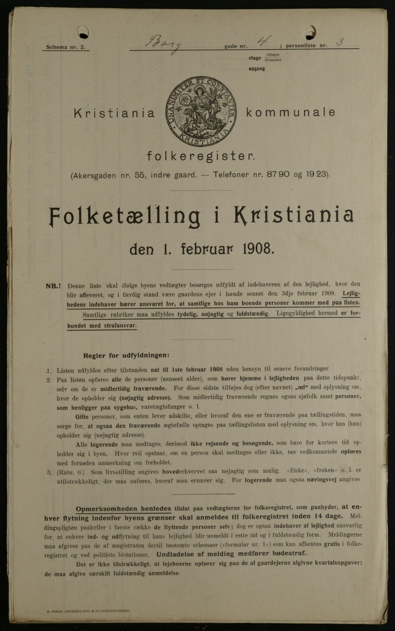 OBA, Municipal Census 1908 for Kristiania, 1908, p. 7508