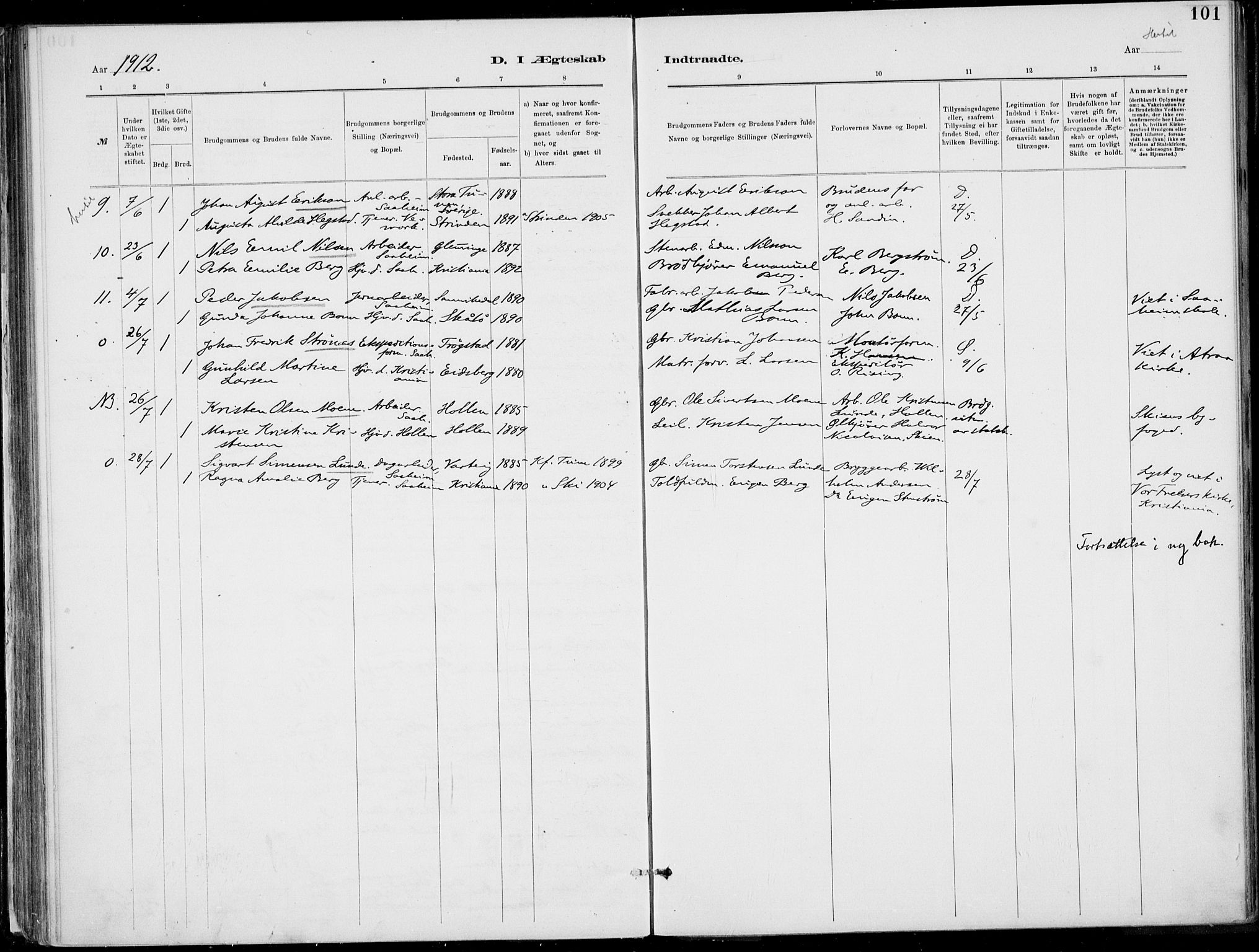 Rjukan kirkebøker, AV/SAKO-A-294/F/Fa/L0001: Parish register (official) no. 1, 1878-1912, p. 101