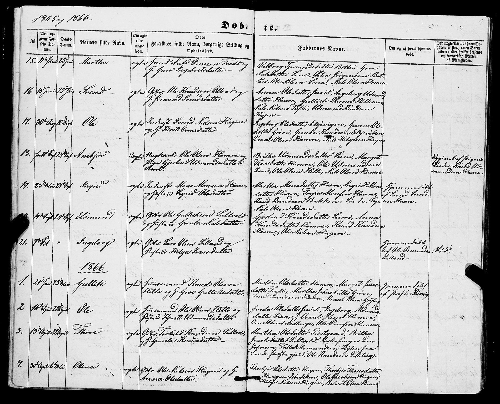 Røldal sokneprestembete, SAB/A-100247: Parish register (official) no. A 3, 1856-1870, p. 17