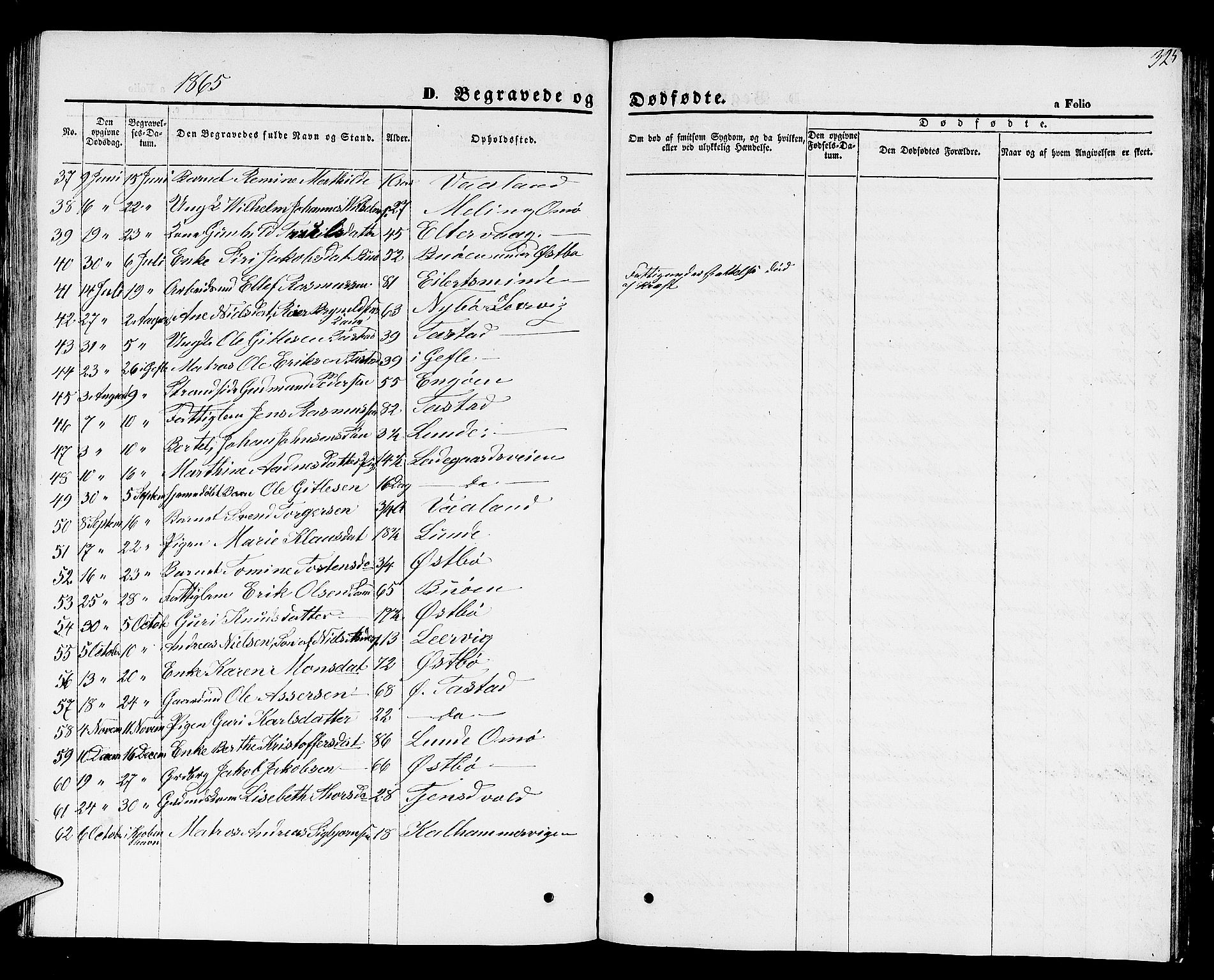 Hetland sokneprestkontor, SAST/A-101826/30/30BB/L0001: Parish register (copy) no. B 1, 1850-1868, p. 325