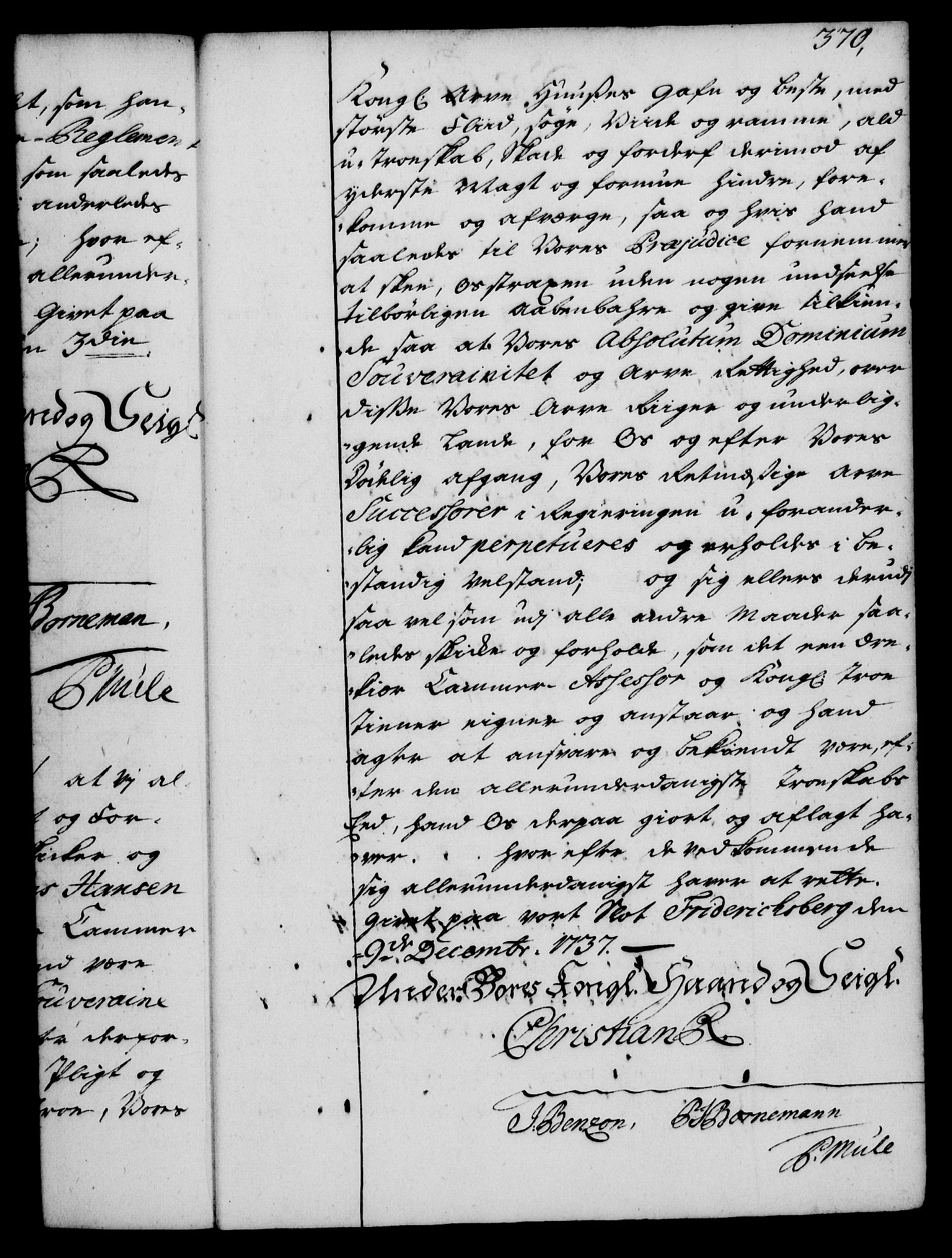 Rentekammeret, Kammerkanselliet, RA/EA-3111/G/Gg/Gge/L0002: Norsk bestallingsprotokoll med register (merket RK 53.26), 1730-1744, p. 370