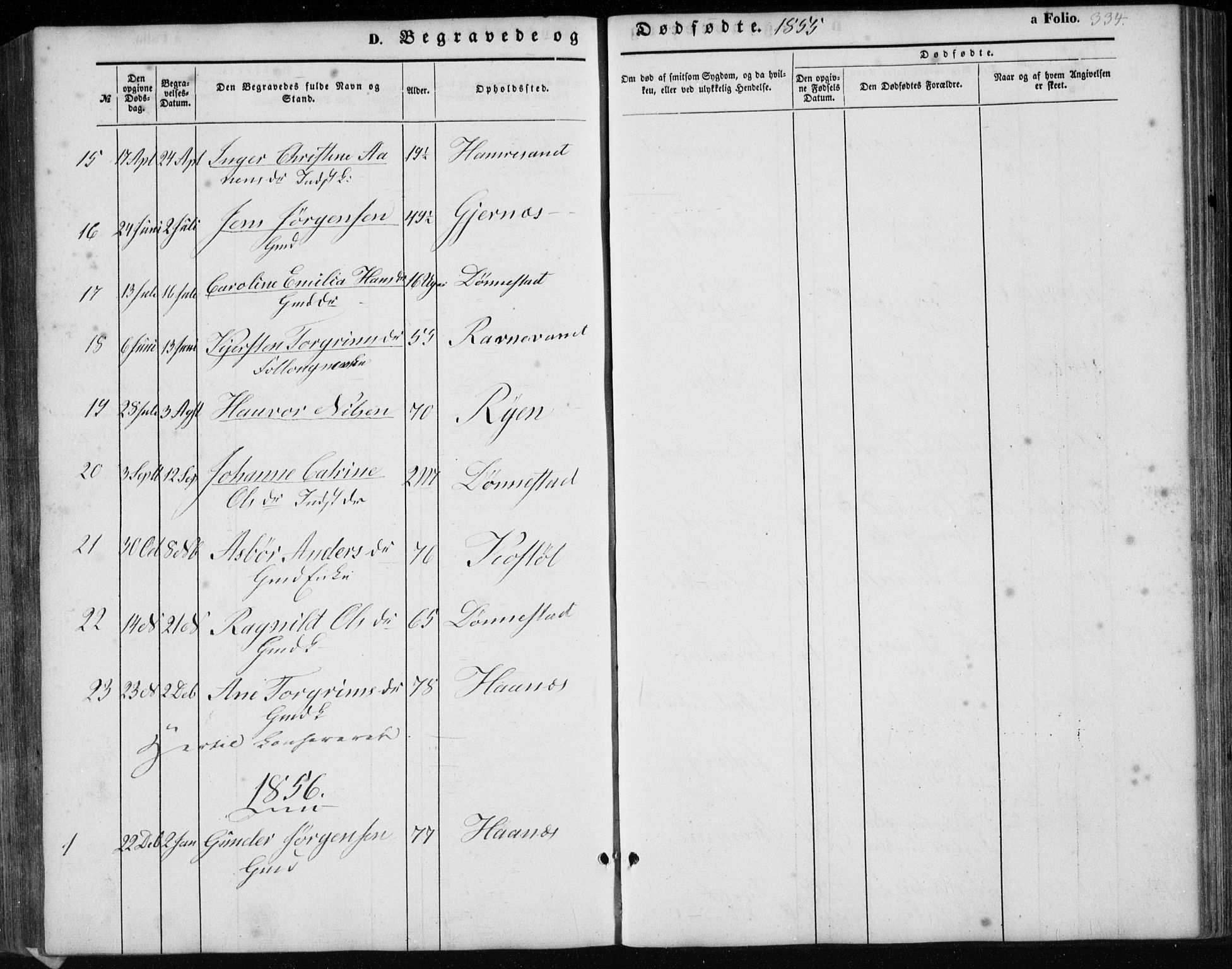 Tveit sokneprestkontor, AV/SAK-1111-0043/F/Fb/L0003: Parish register (copy) no. B 3, 1854-1886, p. 334