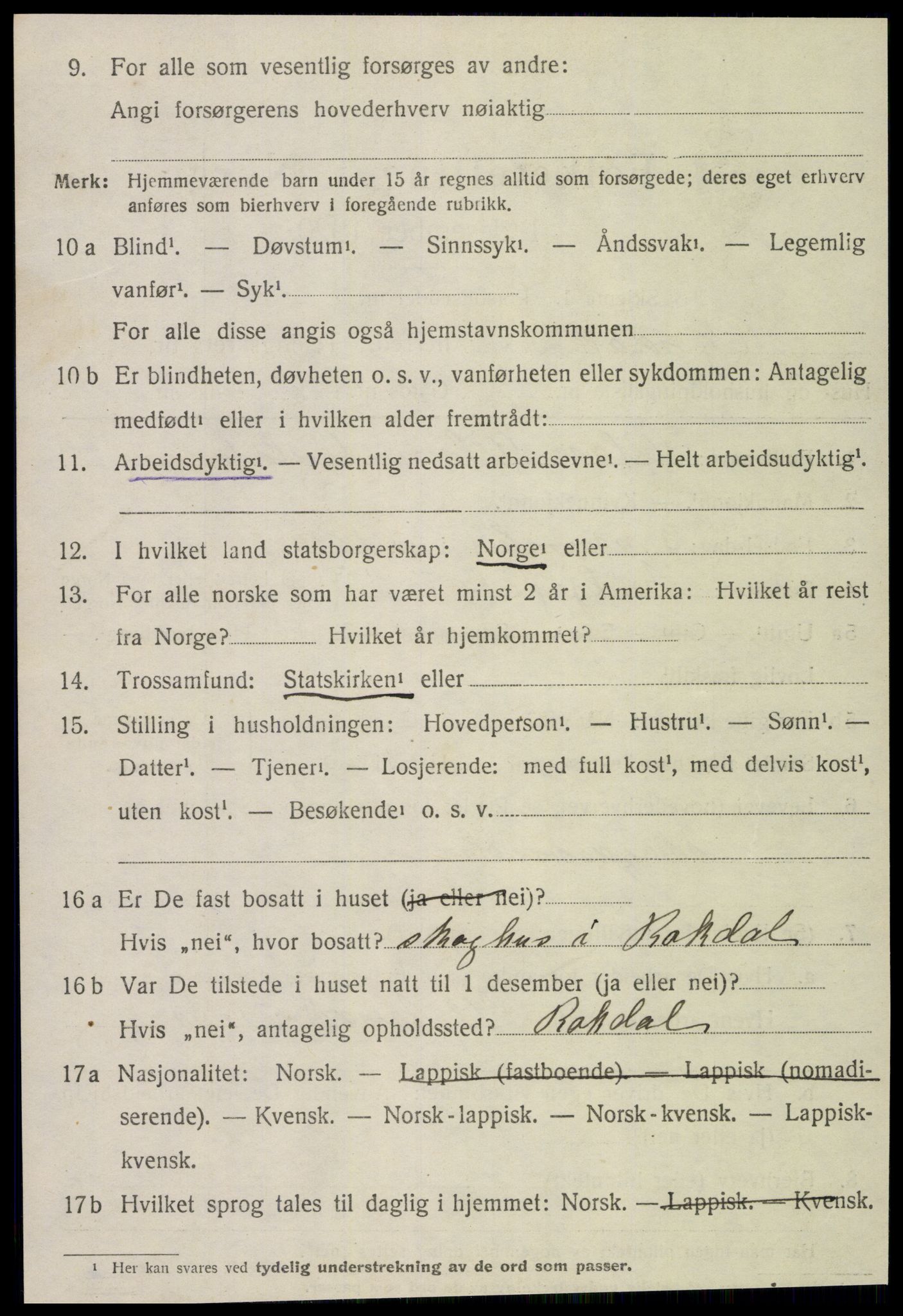 SAT, 1920 census for Ogndal, 1920, p. 3338