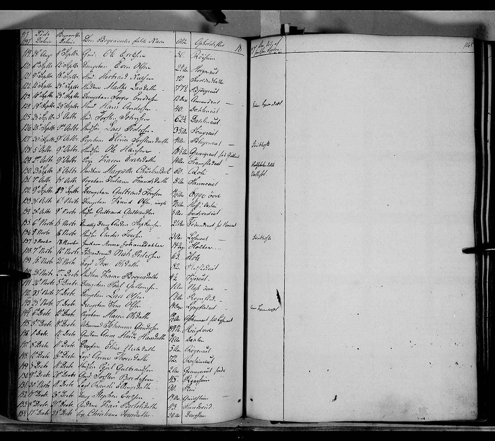 Gran prestekontor, SAH/PREST-112/H/Ha/Haa/L0011: Parish register (official) no. 11, 1842-1856, p. 1064-1065