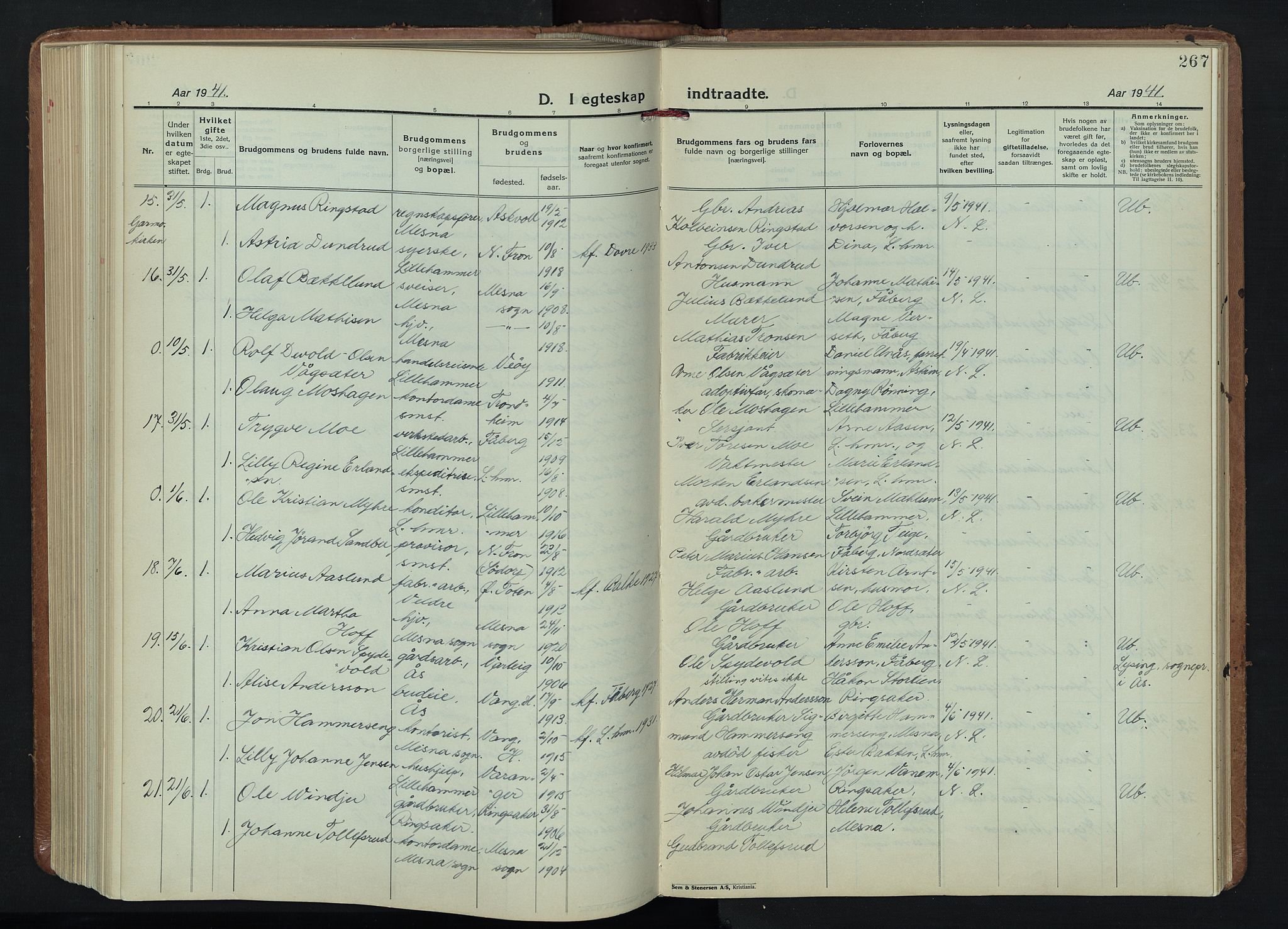 Fåberg prestekontor, AV/SAH-PREST-086/H/Ha/Hab/L0015: Parish register (copy) no. 15, 1924-1949, p. 267