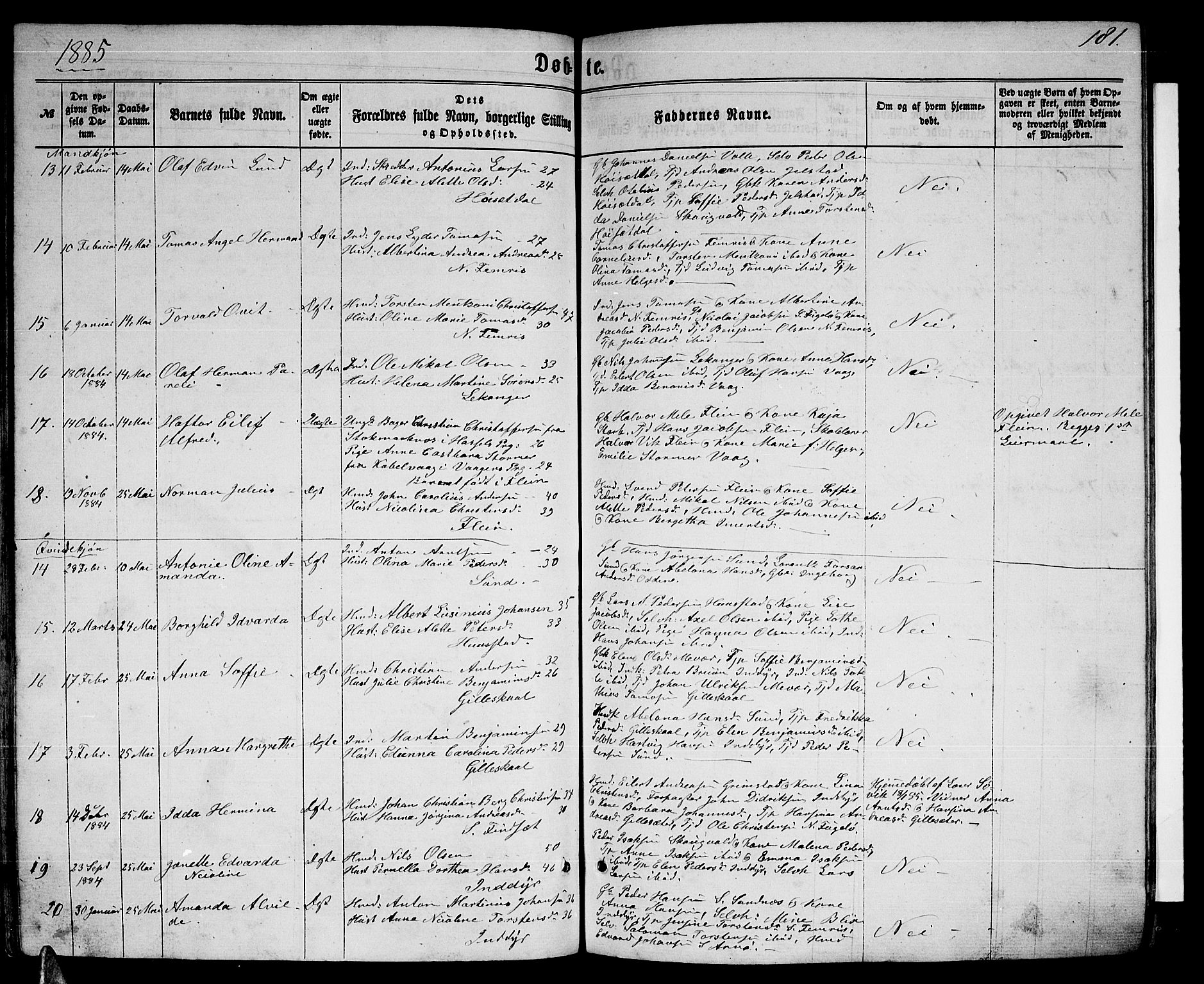 Ministerialprotokoller, klokkerbøker og fødselsregistre - Nordland, AV/SAT-A-1459/805/L0107: Parish register (copy) no. 805C03, 1862-1885, p. 181