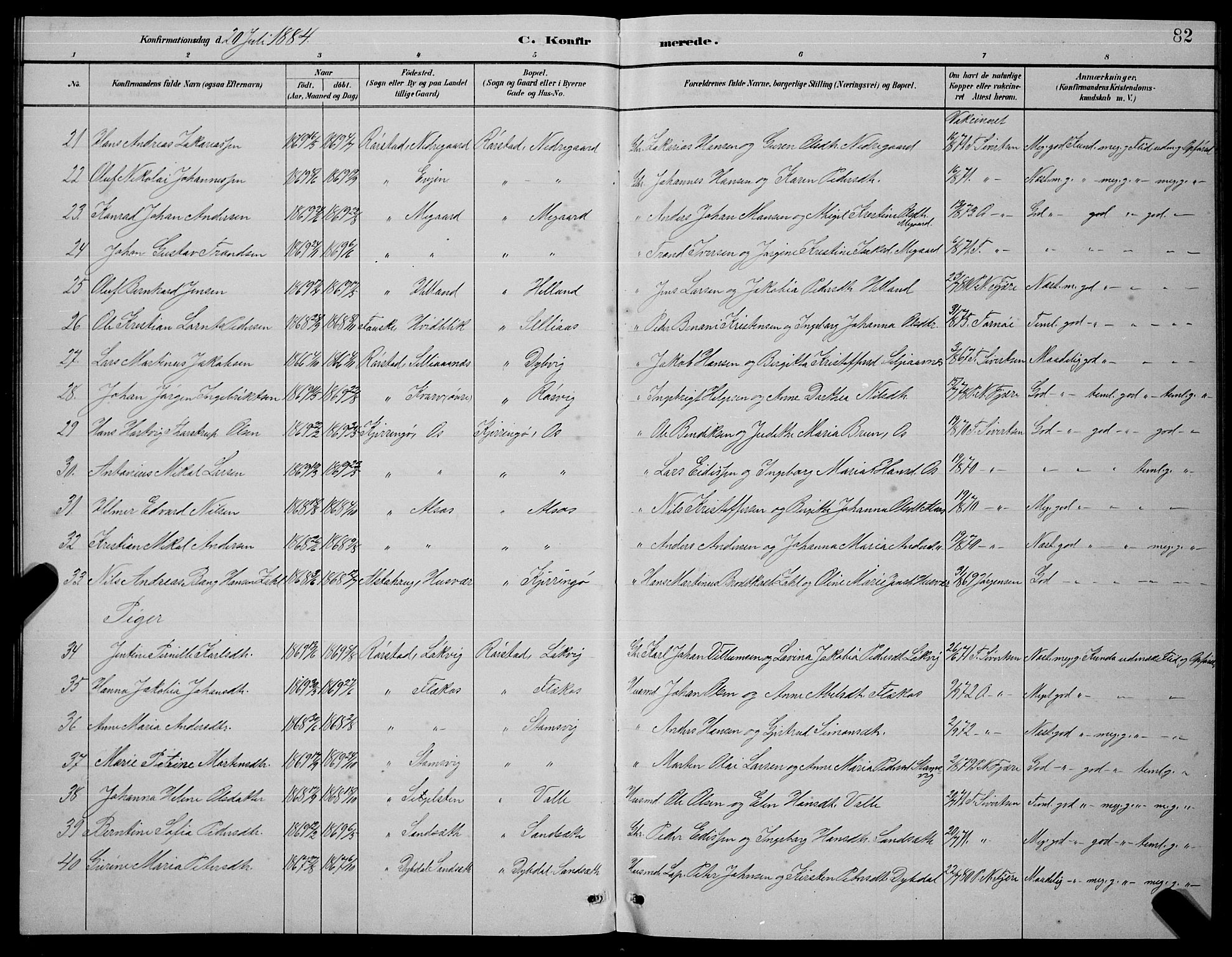 Ministerialprotokoller, klokkerbøker og fødselsregistre - Nordland, AV/SAT-A-1459/854/L0785: Parish register (copy) no. 854C01, 1883-1891, p. 82