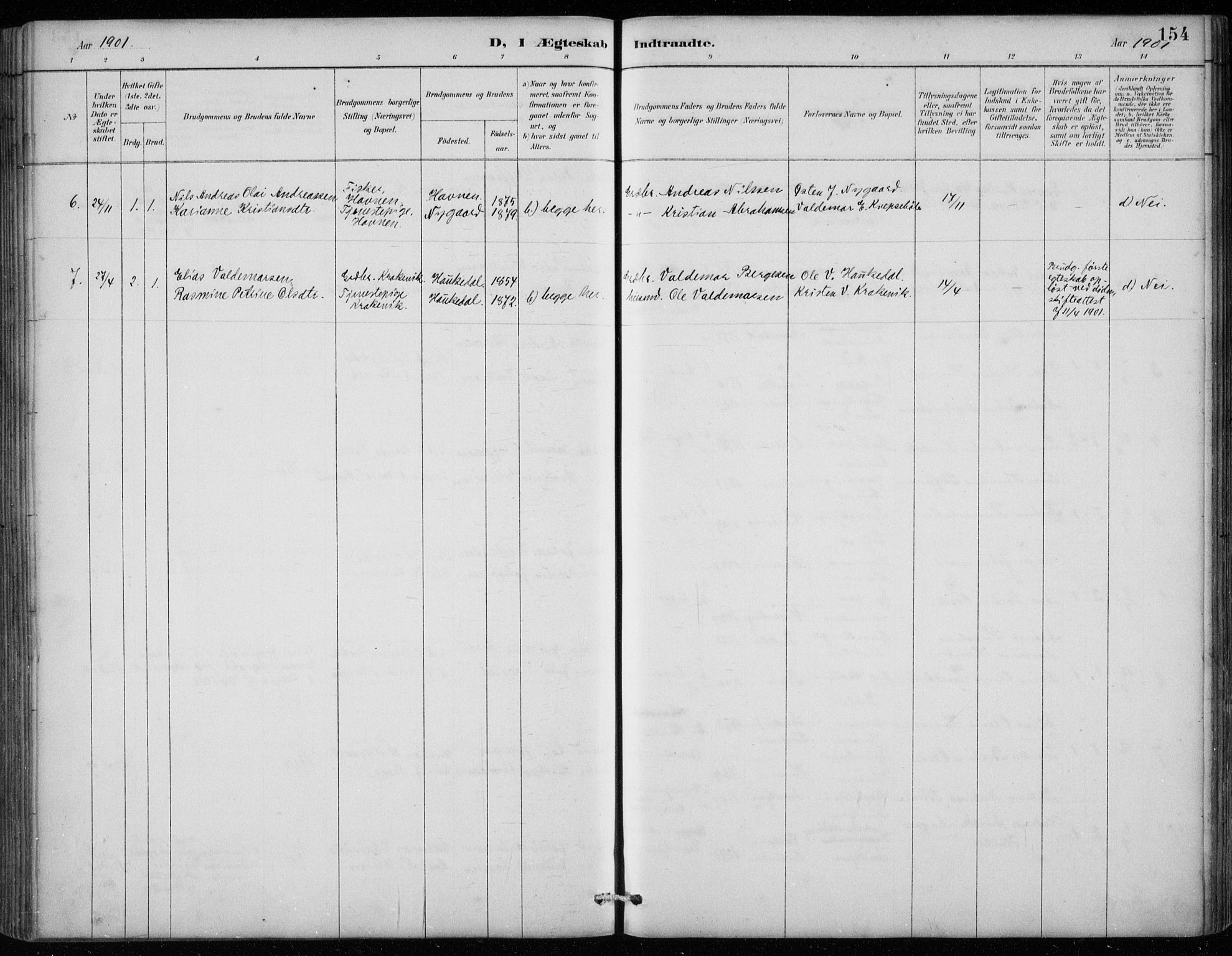 Davik sokneprestembete, SAB/A-79701/H/Hab/Habc/L0002: Parish register (copy) no. C 2, 1889-1906, p. 154