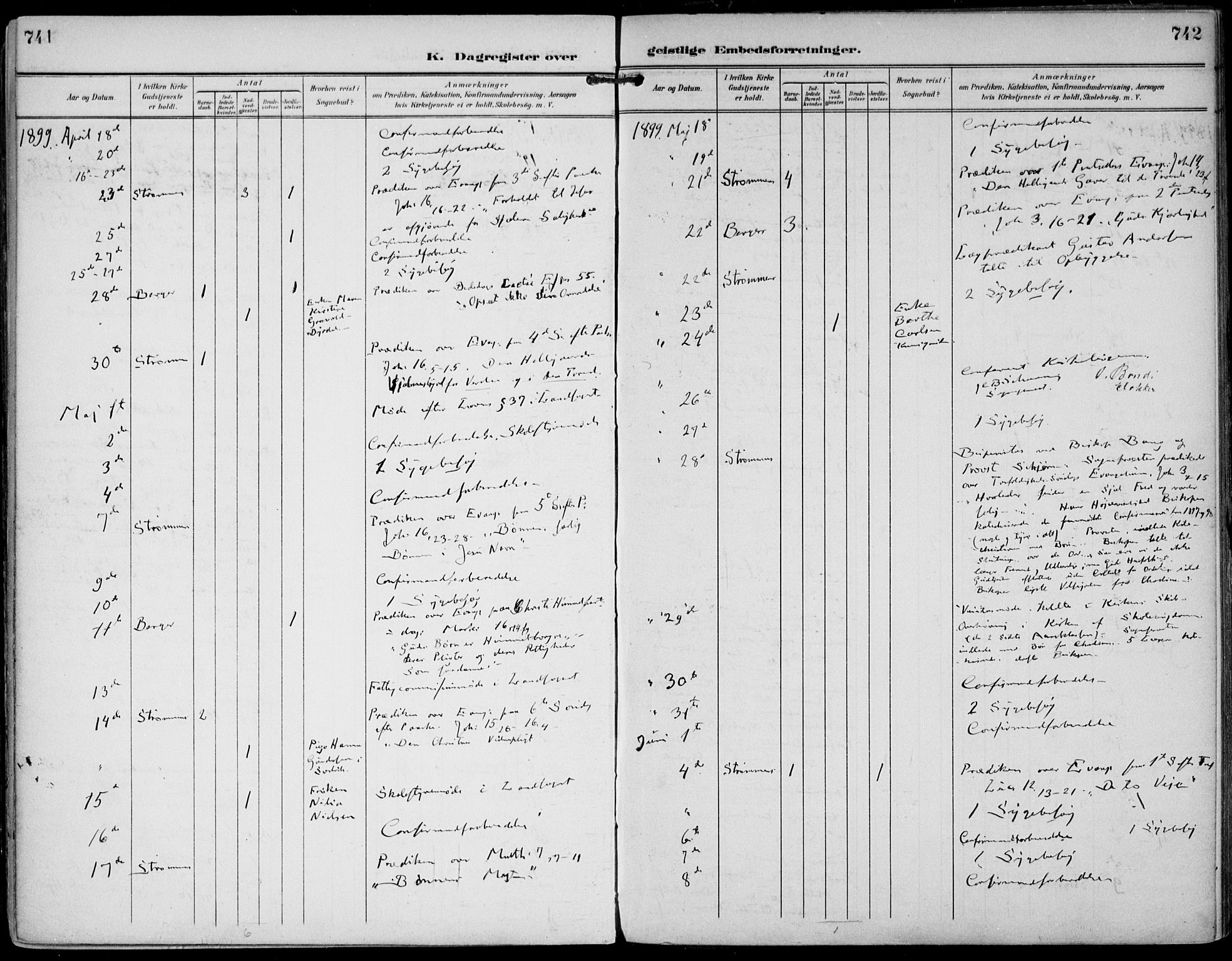 Strømm kirkebøker, AV/SAKO-A-322/F/Fa/L0005: Parish register (official) no. I 5, 1898-1919, p. 741-742