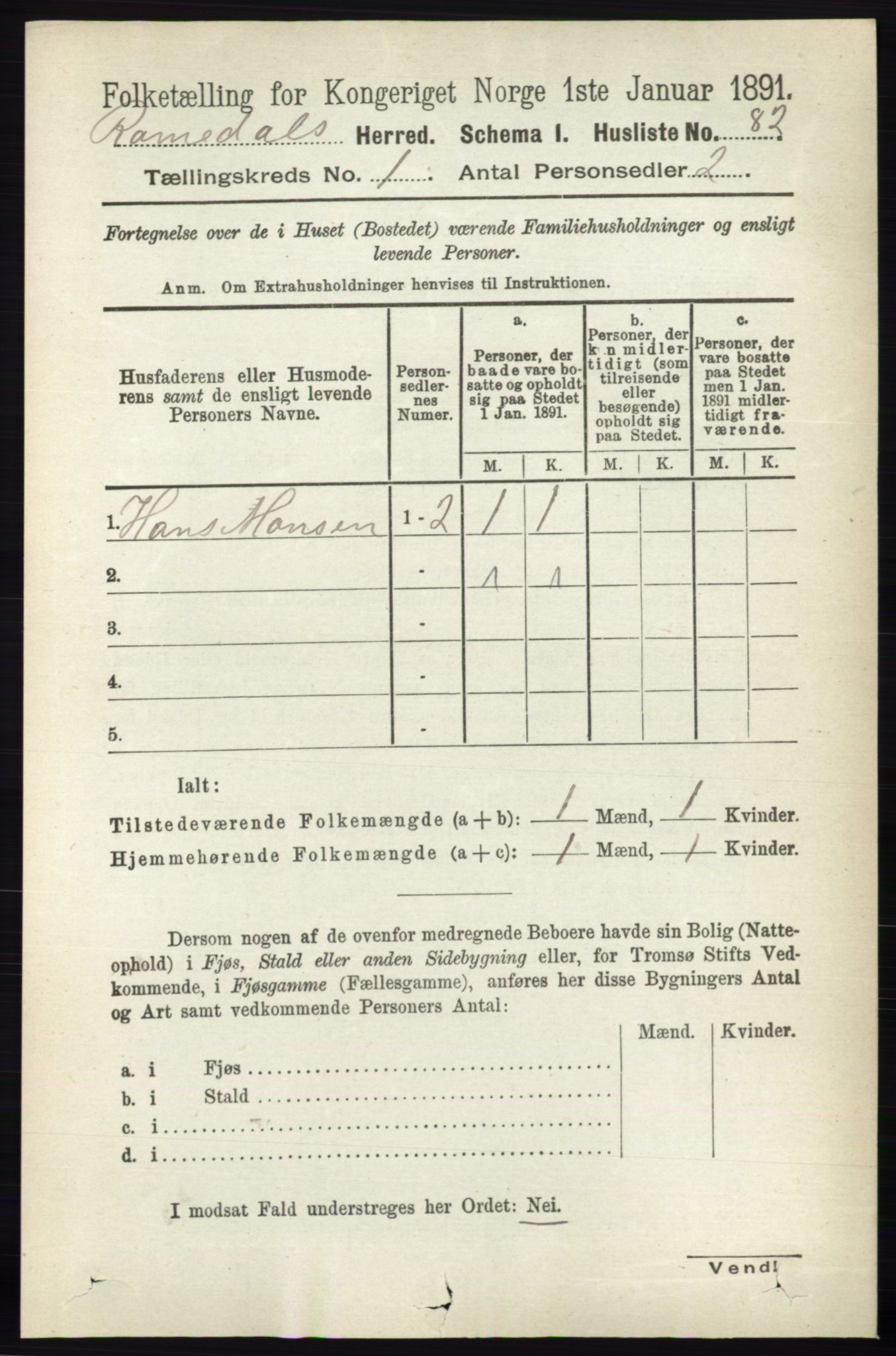 RA, 1891 census for 0416 Romedal, 1891, p. 113