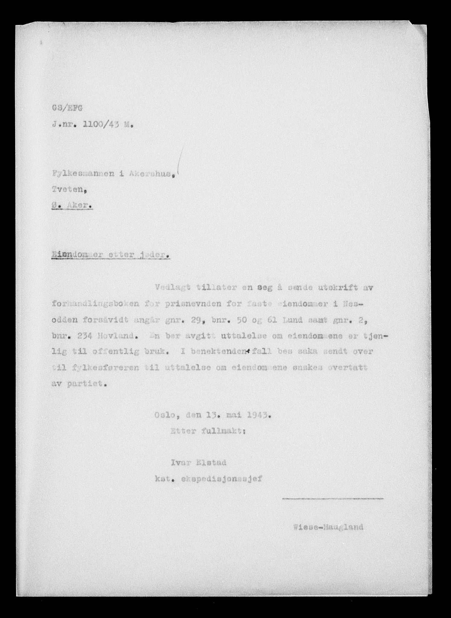 Justisdepartementet, Tilbakeføringskontoret for inndratte formuer, AV/RA-S-1564/H/Hc/Hcc/L0948: --, 1945-1947, p. 249