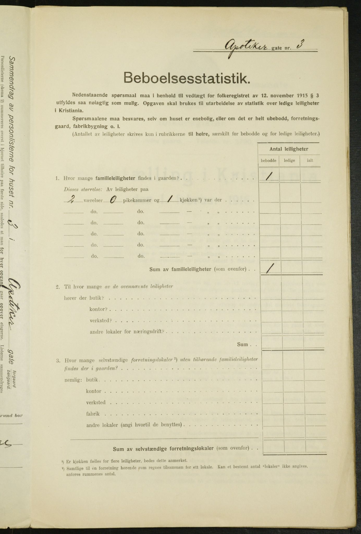 OBA, Municipal Census 1916 for Kristiania, 1916, p. 1382