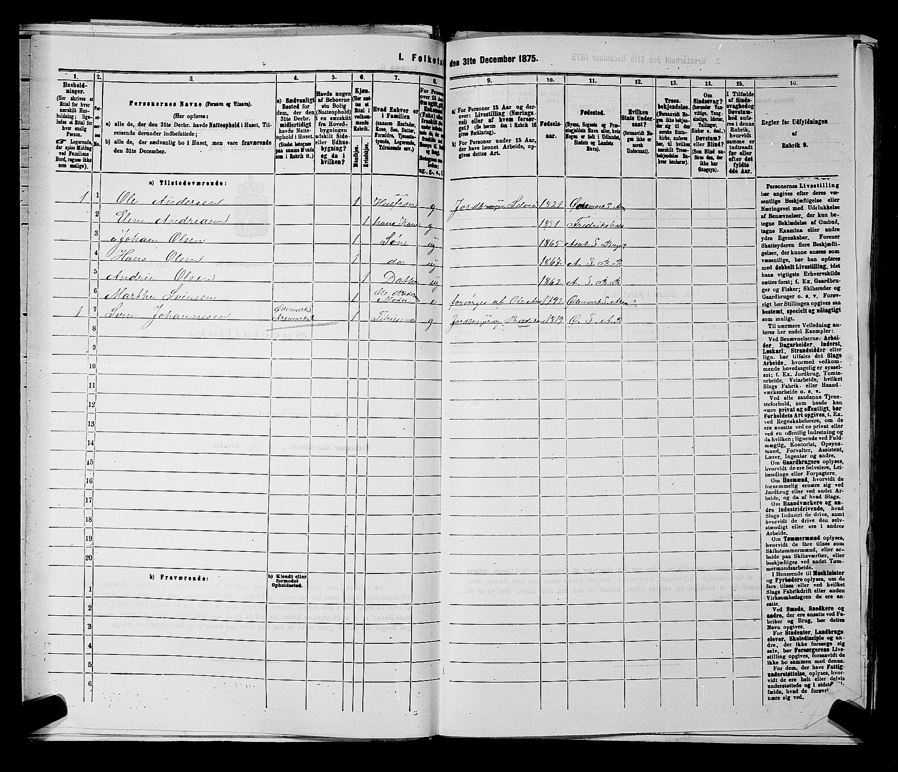RA, 1875 census for 0116P Berg, 1875, p. 1140