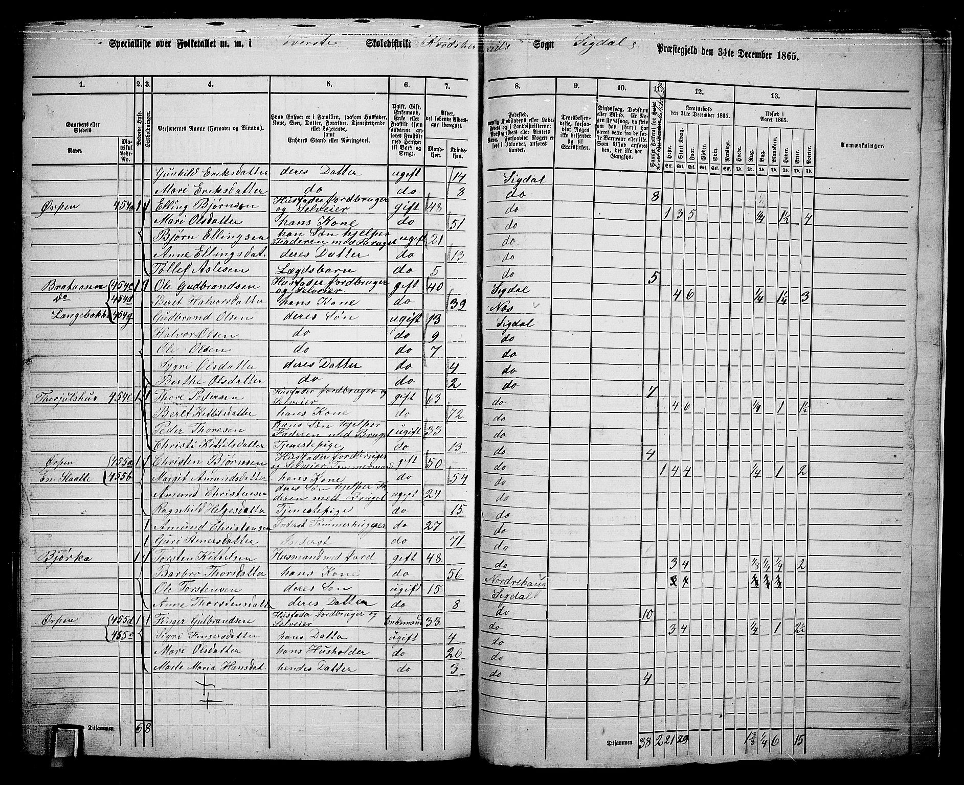 RA, 1865 census for Sigdal, 1865, p. 273