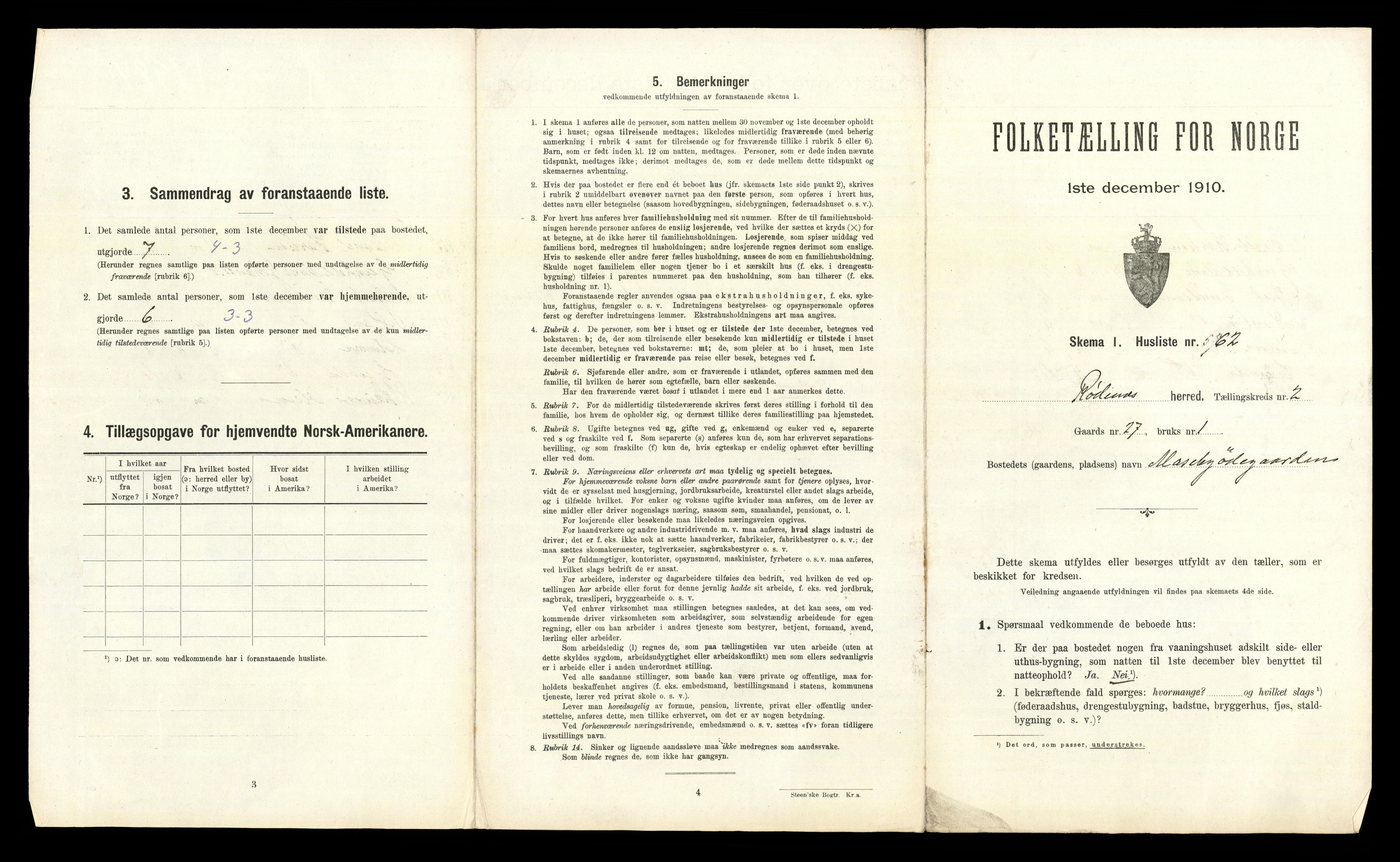 RA, 1910 census for Rødenes, 1910, p. 253