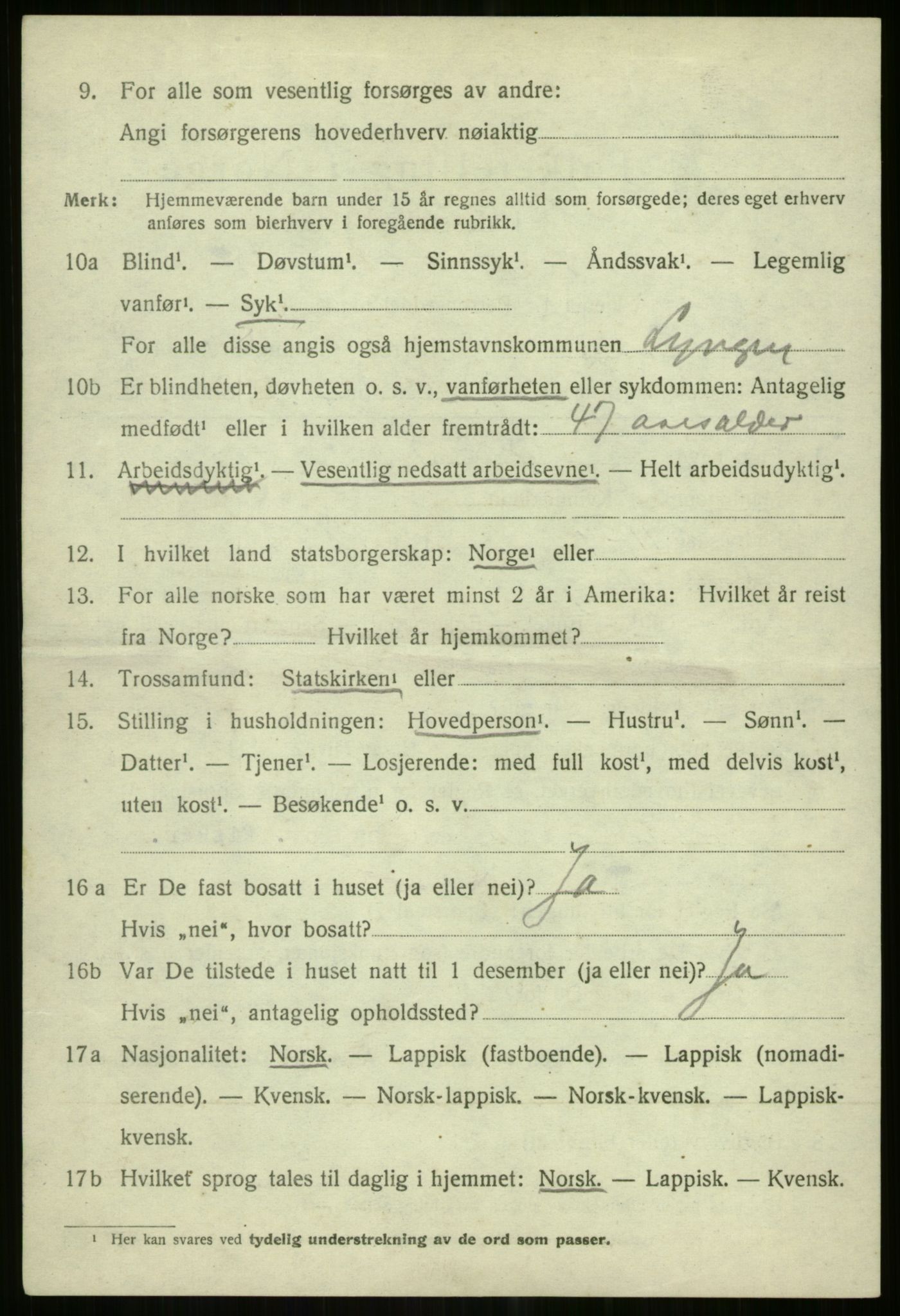 SATØ, 1920 census for Lyngen, 1920, p. 6739