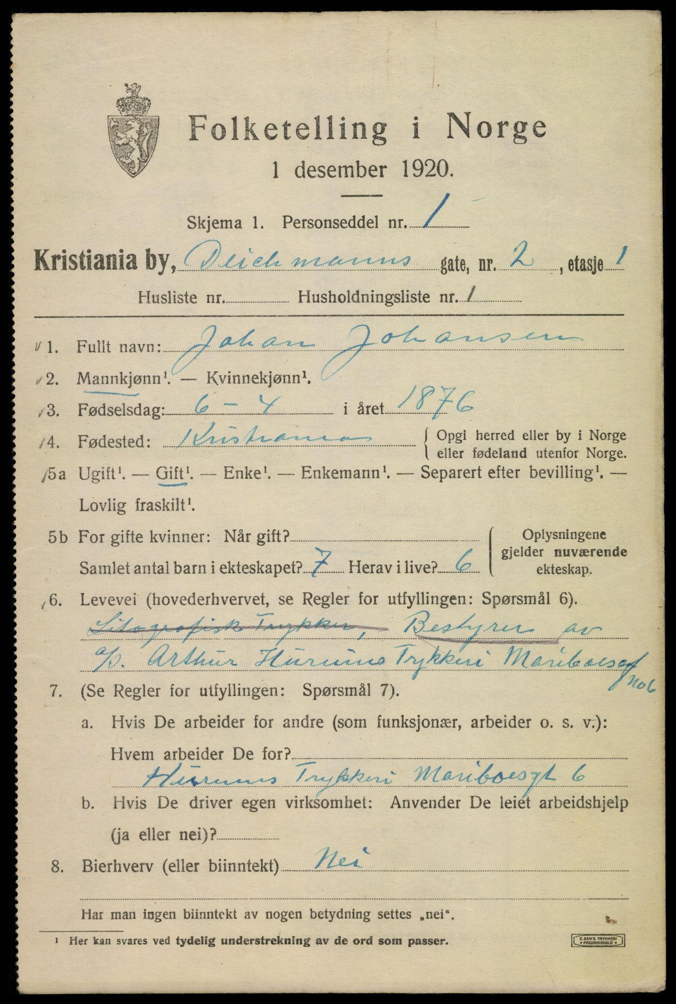 SAO, 1920 census for Kristiania, 1920, p. 197451