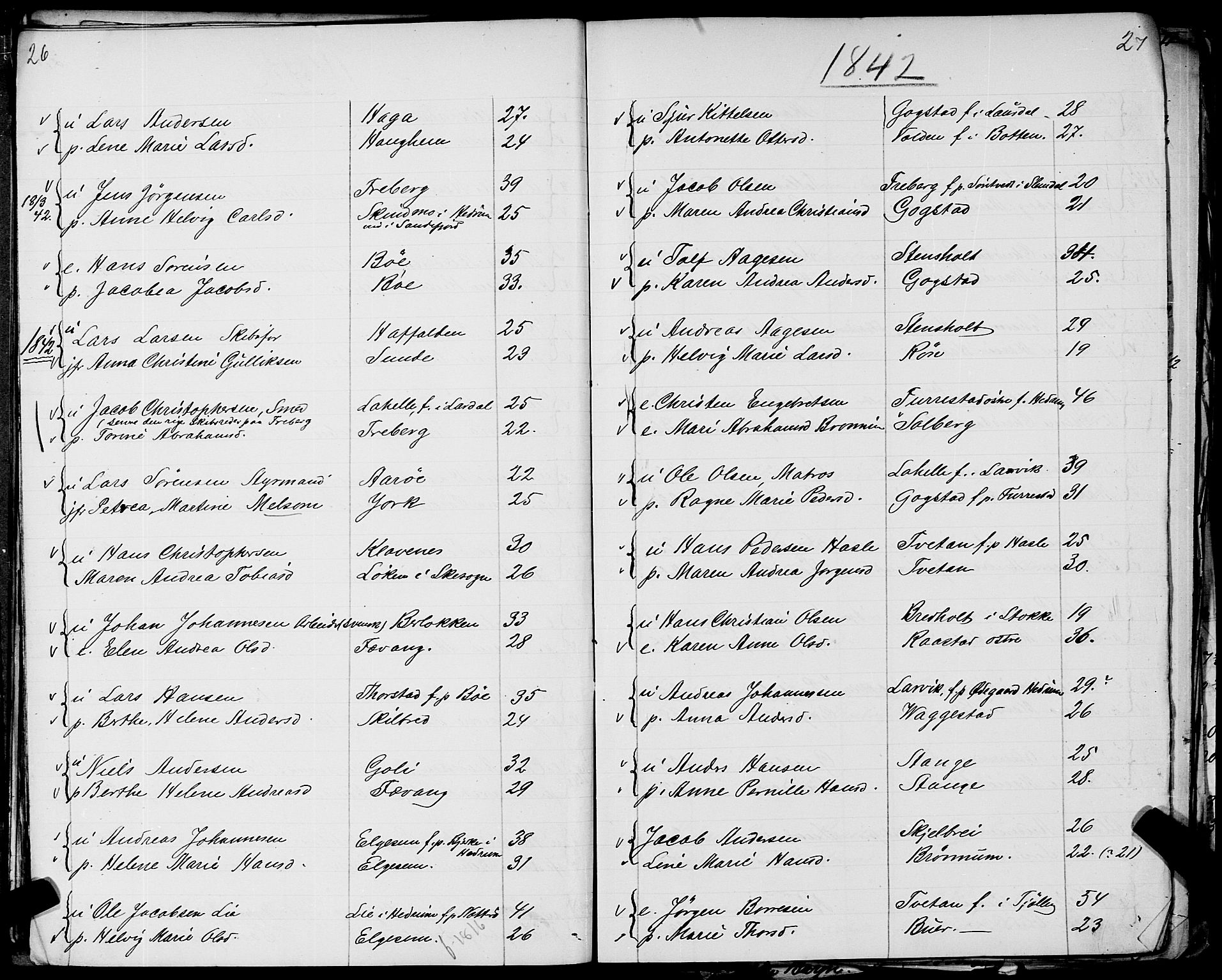 Sandar sokneprestkontor, SAKO/A-242/Y/Ya/L0006: Other parish register no. 1 /1, 1709-1871, p. 26-27