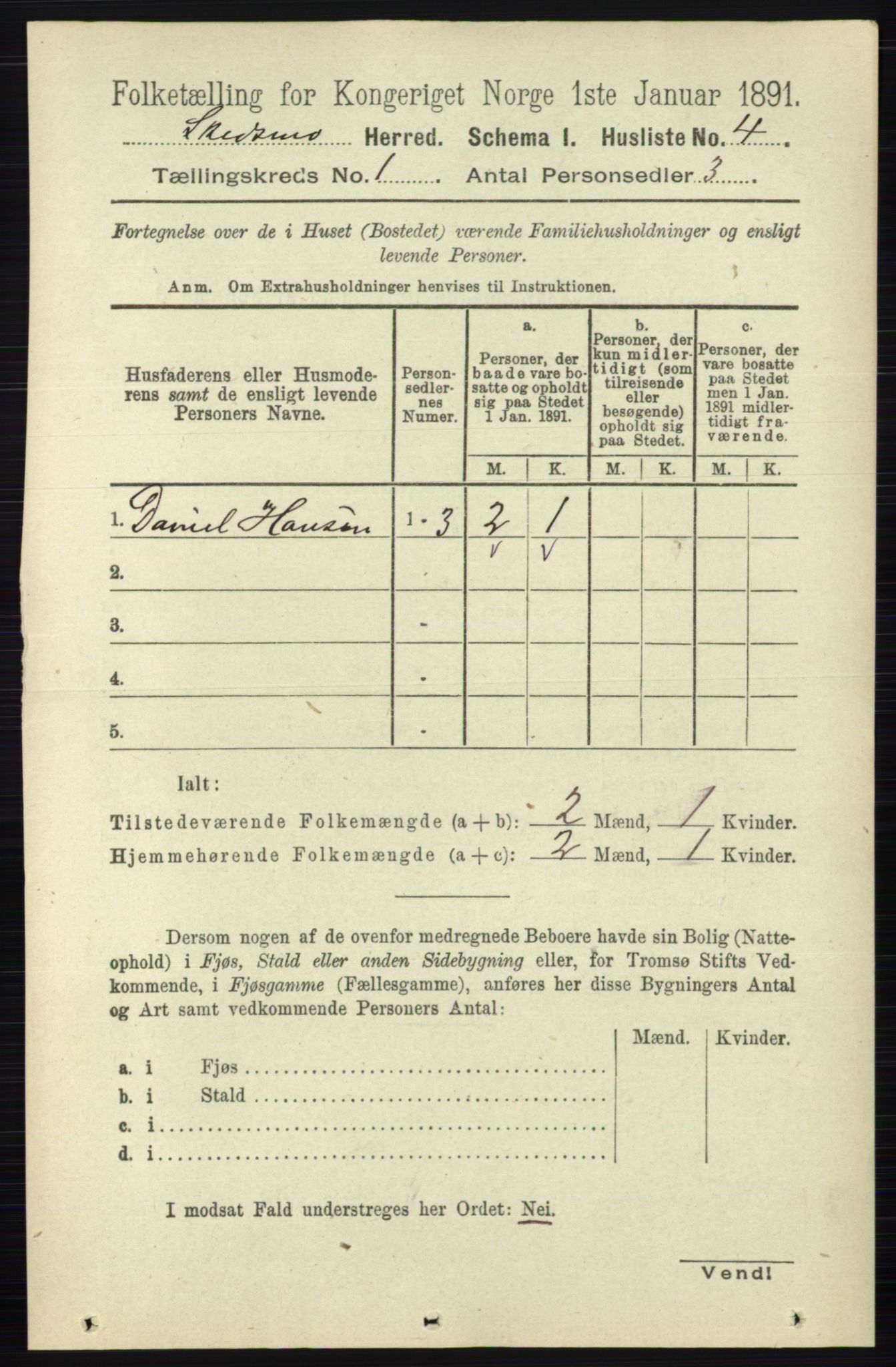 RA, 1891 census for 0231 Skedsmo, 1891, p. 33