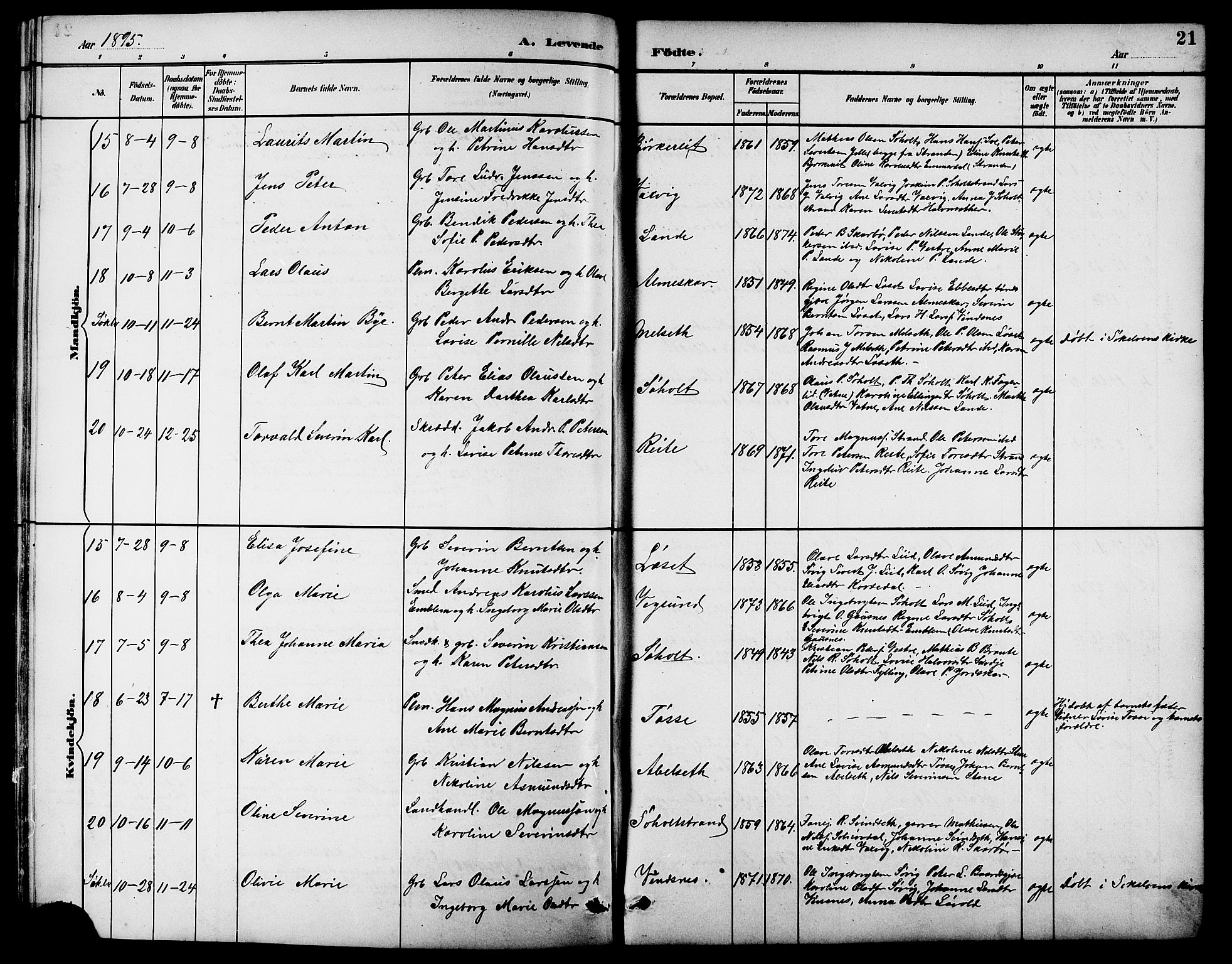 Ministerialprotokoller, klokkerbøker og fødselsregistre - Møre og Romsdal, AV/SAT-A-1454/522/L0327: Parish register (copy) no. 522C06, 1890-1915, p. 21