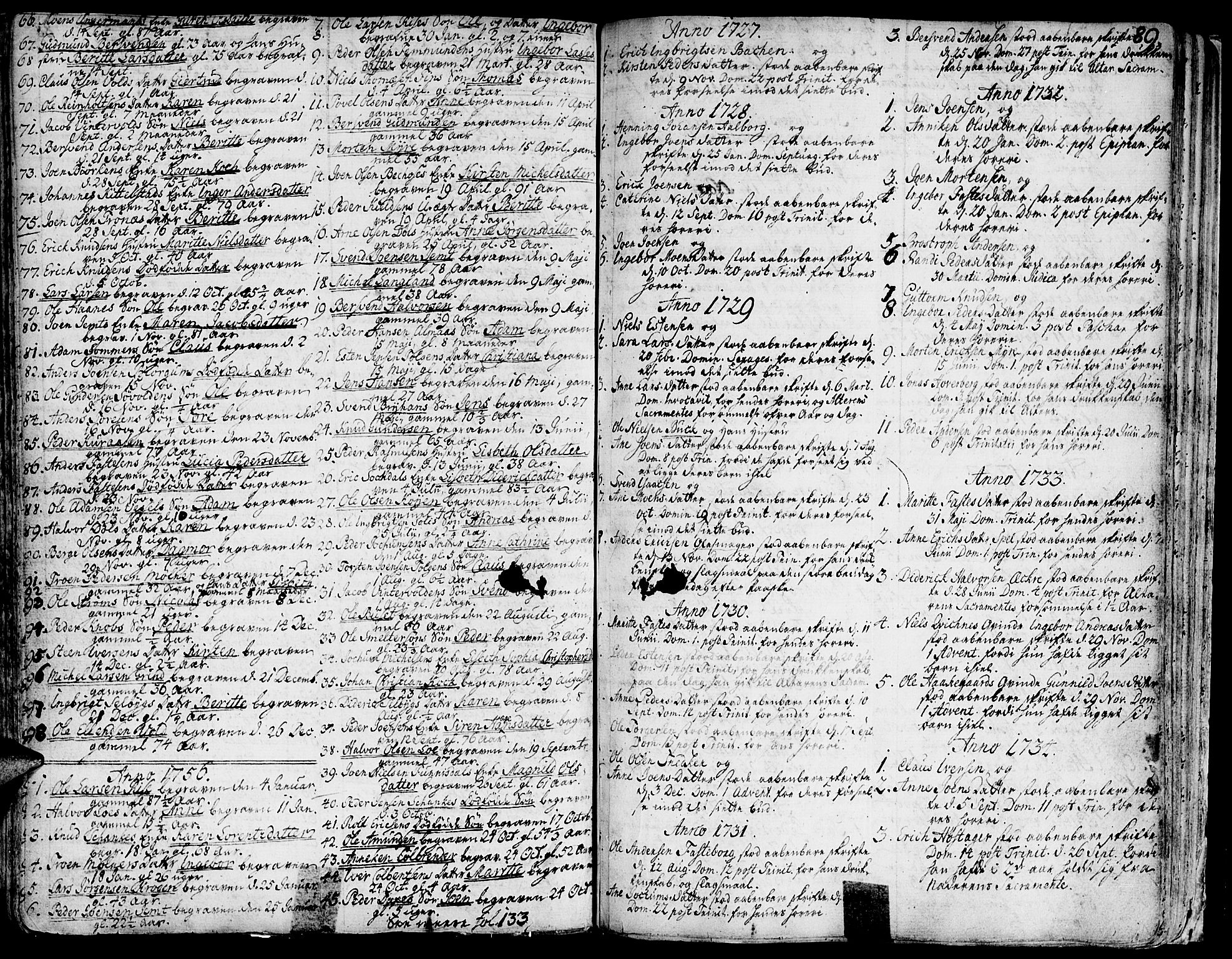 Ministerialprotokoller, klokkerbøker og fødselsregistre - Sør-Trøndelag, SAT/A-1456/681/L0925: Parish register (official) no. 681A03, 1727-1766, p. 89