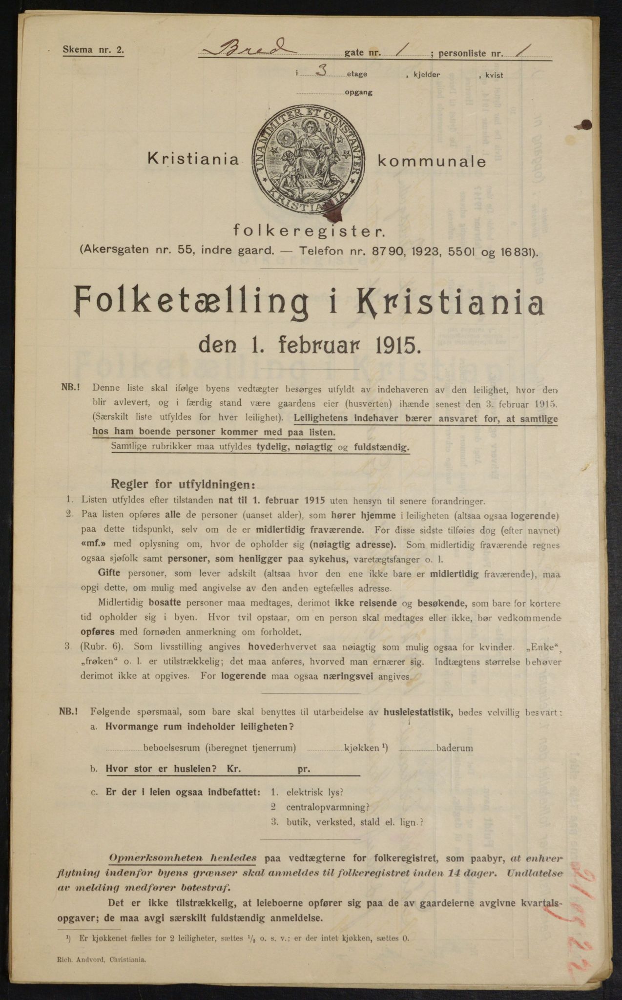 OBA, Municipal Census 1915 for Kristiania, 1915, p. 8045