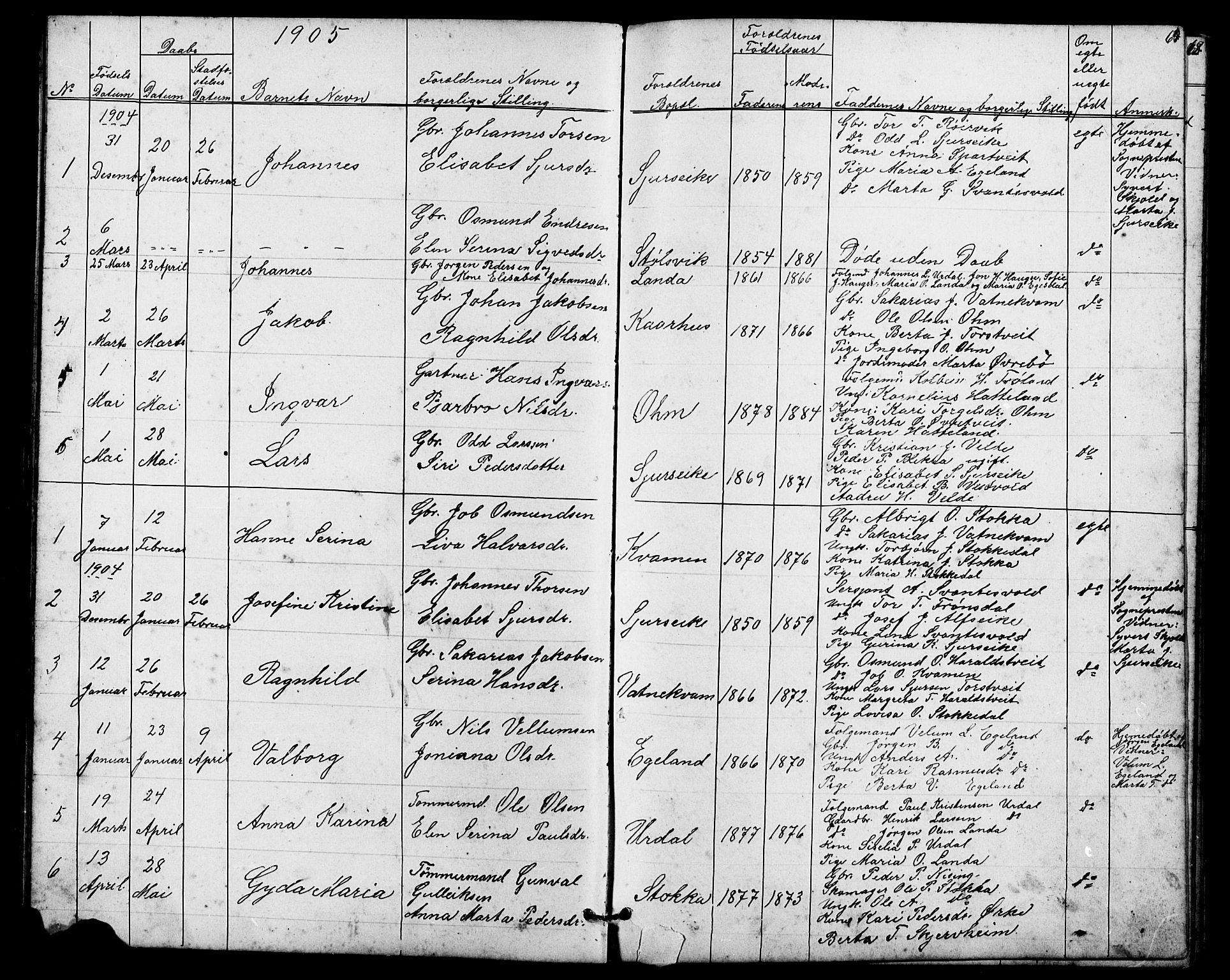 Skjold sokneprestkontor, SAST/A-101847/H/Ha/Hab/L0006: Parish register (copy) no. B 6, 1881-1913, p. 64
