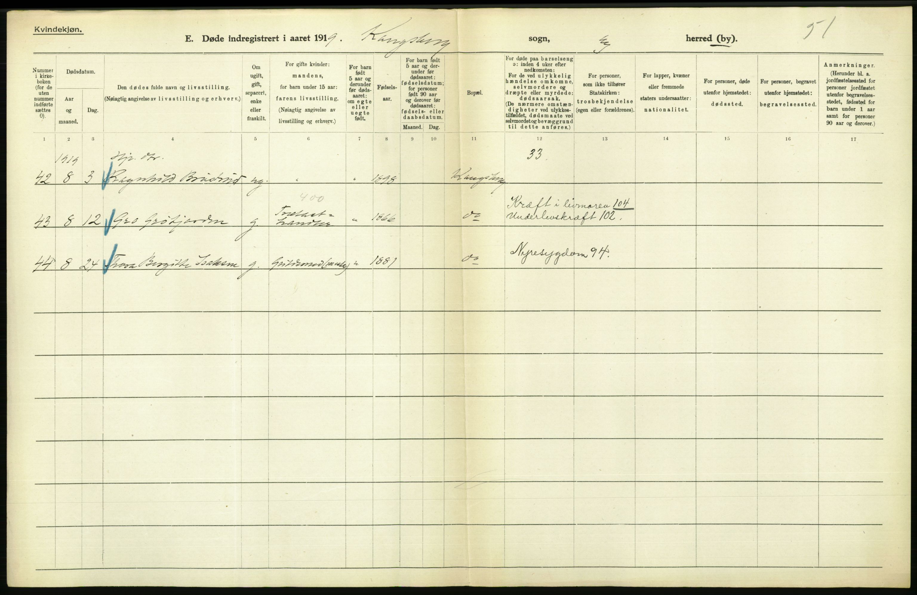 Statistisk sentralbyrå, Sosiodemografiske emner, Befolkning, RA/S-2228/D/Df/Dfb/Dfbi/L0018: Buskerud fylke: Døde. Bygder og byer., 1919, p. 536