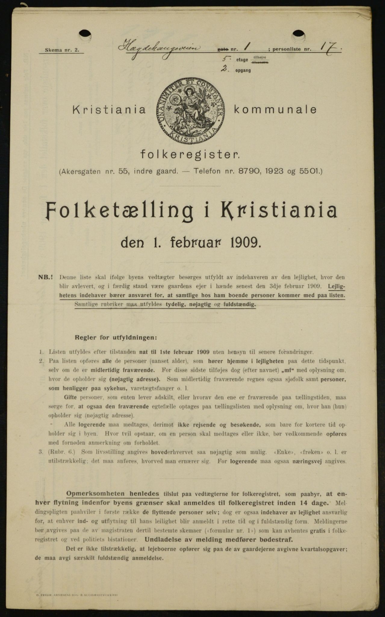 OBA, Municipal Census 1909 for Kristiania, 1909, p. 32564