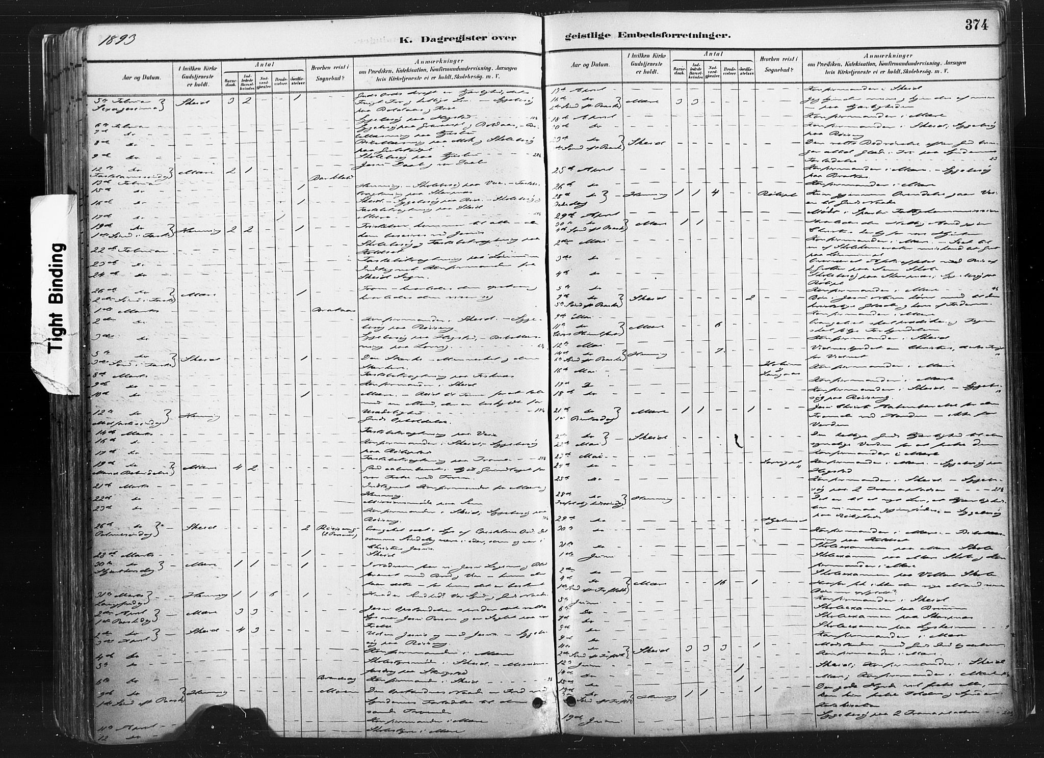 Ministerialprotokoller, klokkerbøker og fødselsregistre - Nord-Trøndelag, SAT/A-1458/735/L0351: Parish register (official) no. 735A10, 1884-1908, p. 374