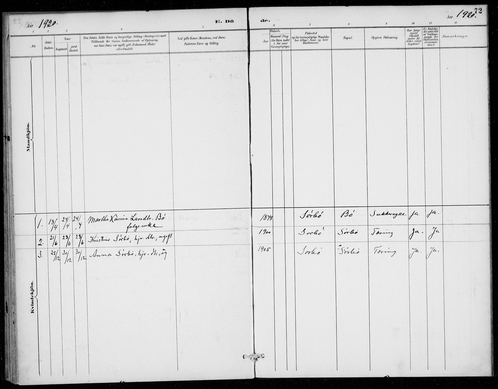 Rennesøy sokneprestkontor, SAST/A -101827/H/Ha/Haa/L0016: Parish register (official) no. A 16, 1891-1924, p. 72