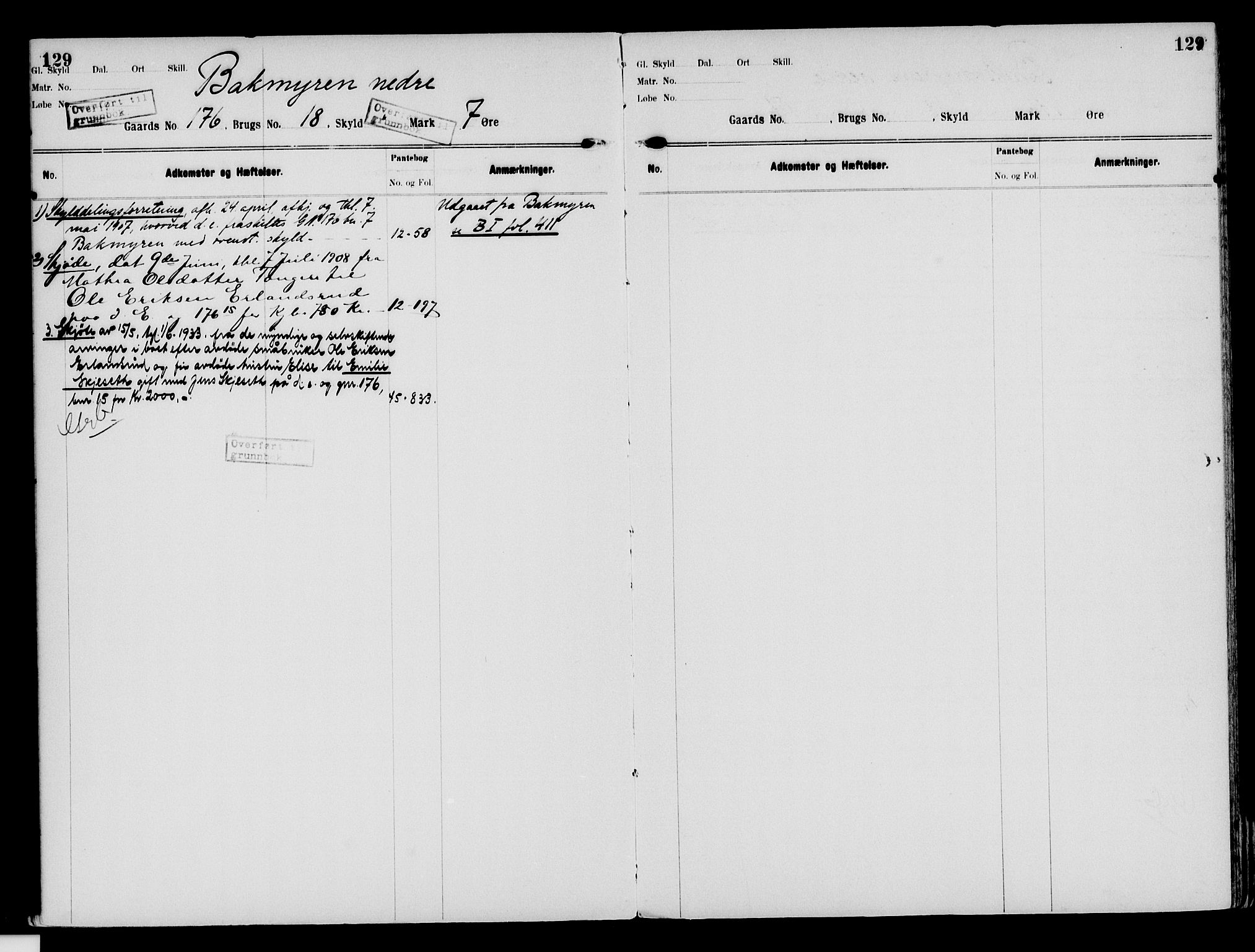 Nord-Hedmark sorenskriveri, SAH/TING-012/H/Ha/Had/Hade/L0003: Mortgage register no. 4.3, 1899-1940, p. 129