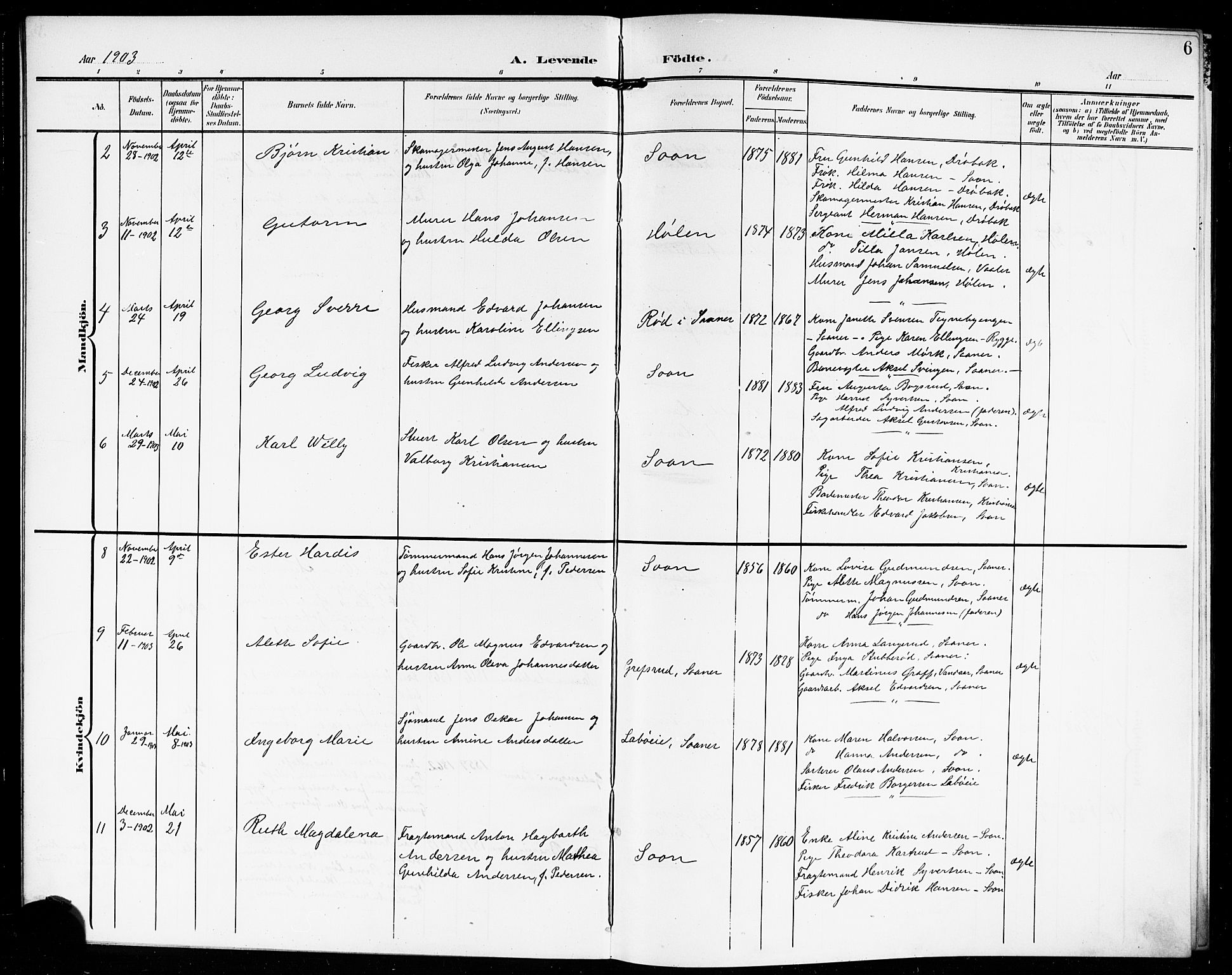 Vestby prestekontor Kirkebøker, AV/SAO-A-10893/G/Gb/L0002: Parish register (copy) no. II 2, 1903-1914, p. 6