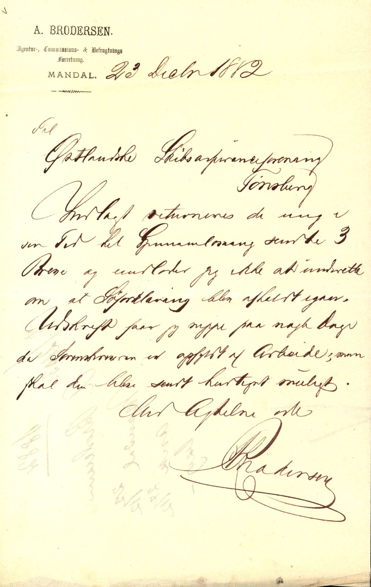 Pa 63 - Østlandske skibsassuranceforening, VEMU/A-1079/G/Ga/L0015/0001: Havaridokumenter / Borrestad, BertHA Rød, Lainetar, Laura, 1882, p. 52