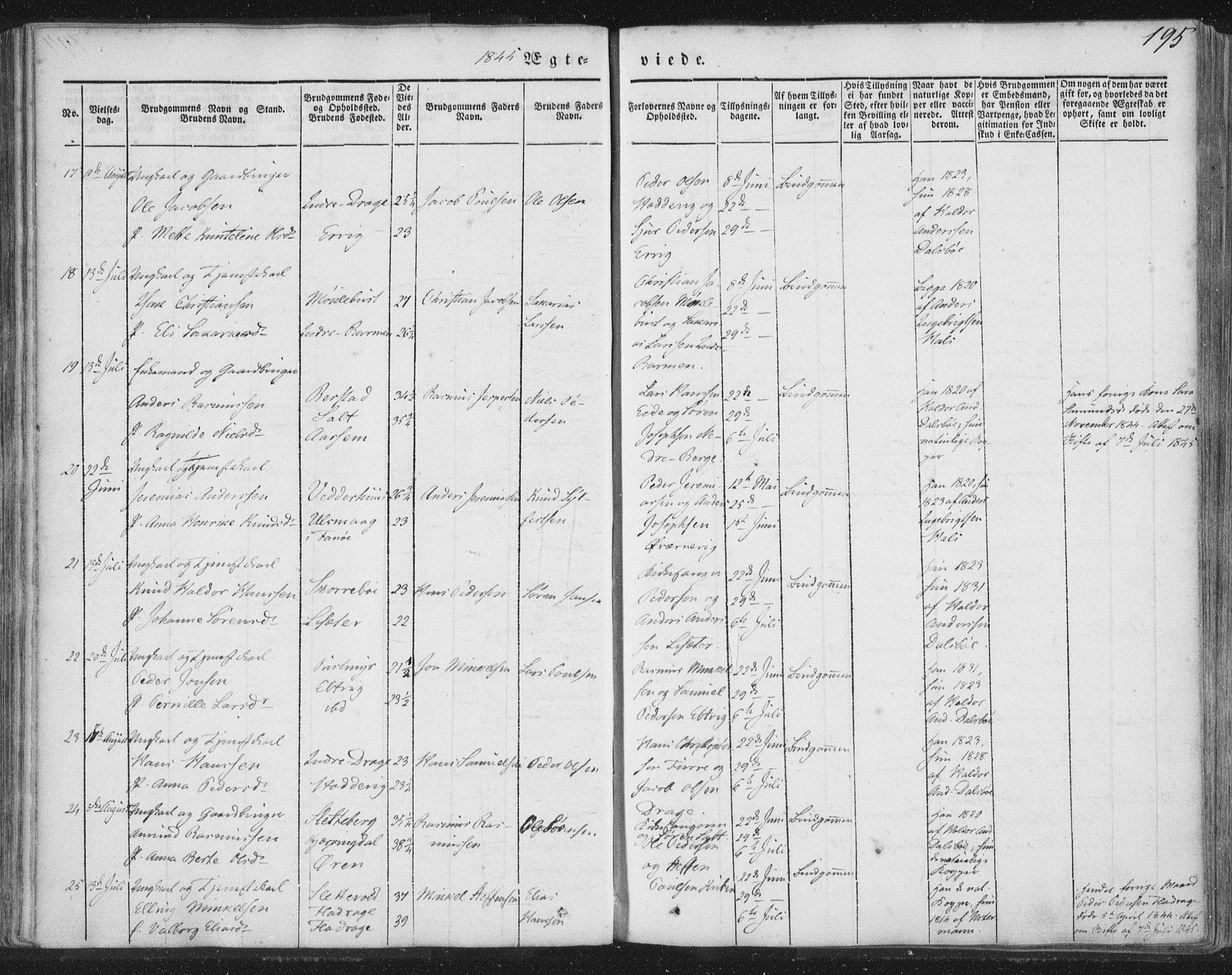 Selje sokneprestembete, AV/SAB-A-99938/H/Ha/Haa/Haaa: Parish register (official) no. A 10, 1844-1858, p. 195