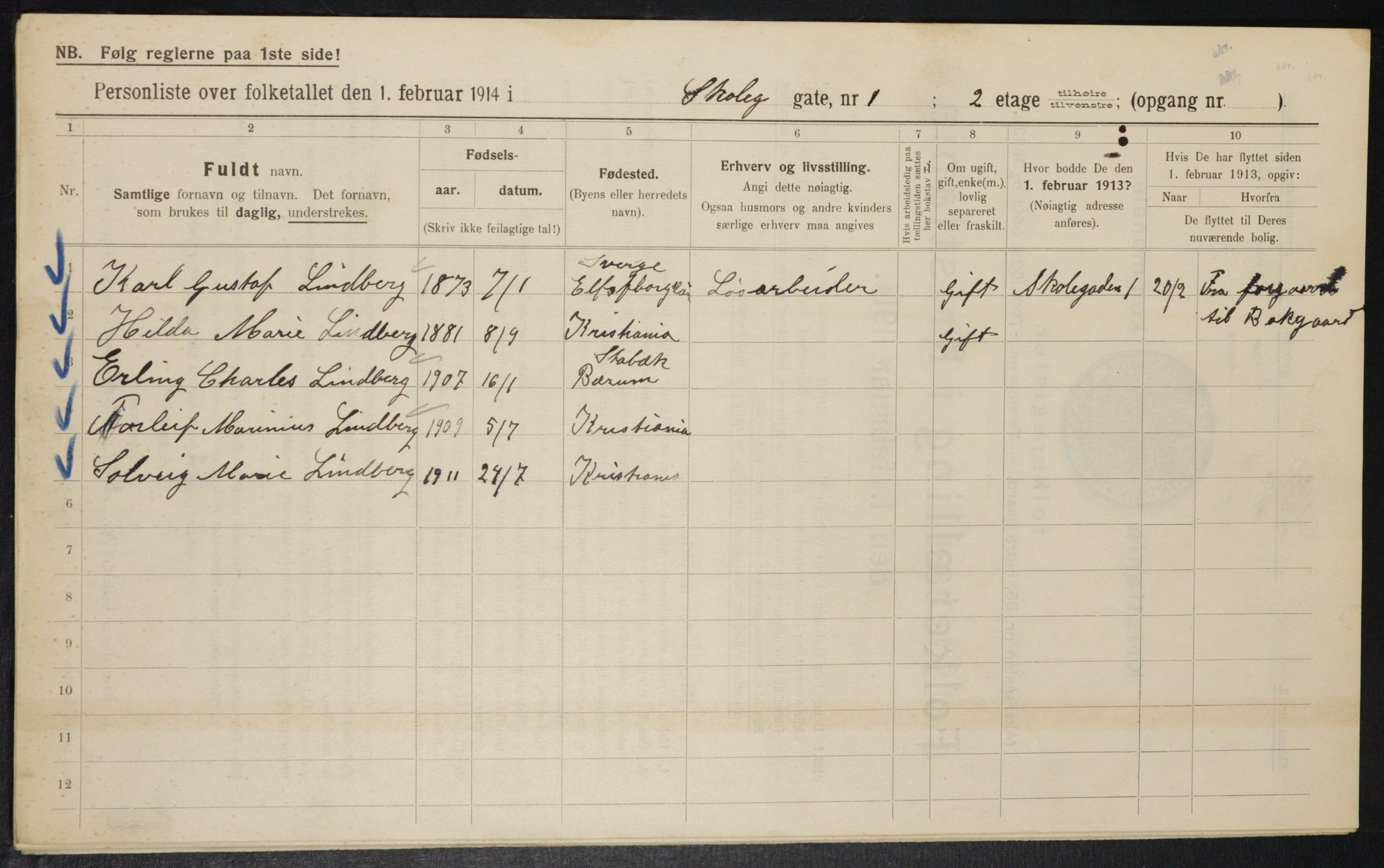 OBA, Municipal Census 1914 for Kristiania, 1914, p. 96059