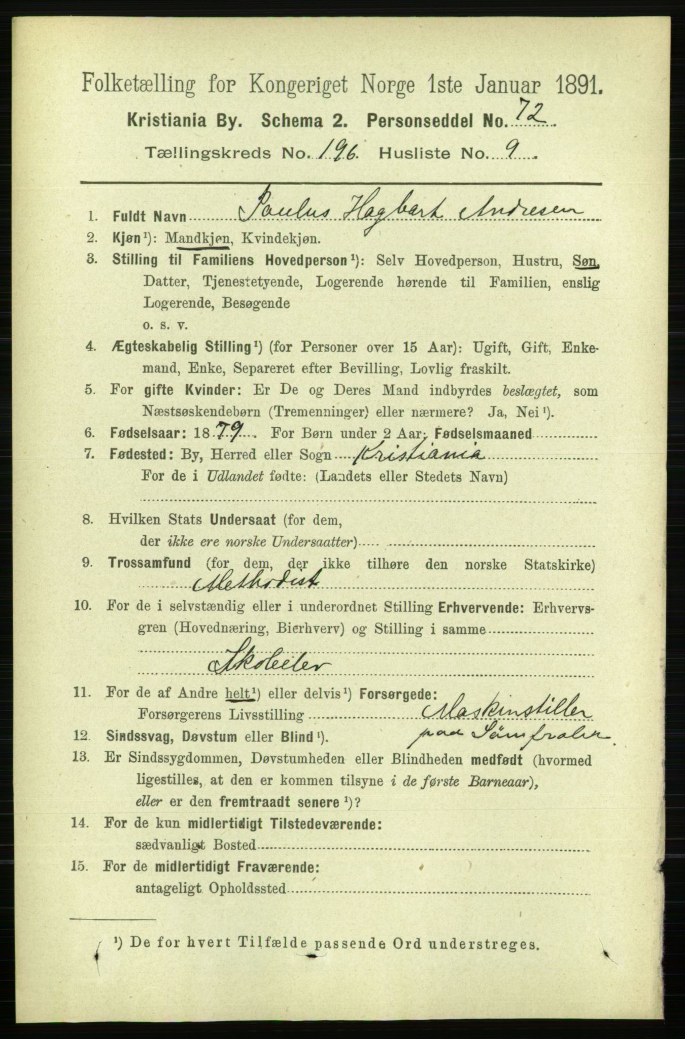 RA, 1891 census for 0301 Kristiania, 1891, p. 118671