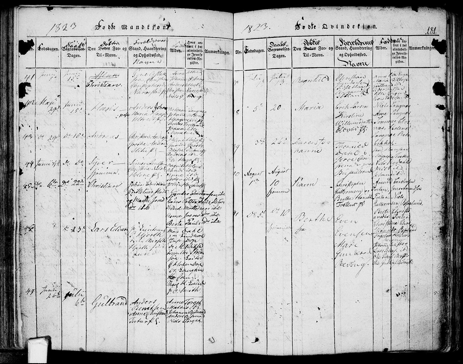 Eidsberg prestekontor Kirkebøker, SAO/A-10905/F/Fa/L0007: Parish register (official) no. I 7, 1814-1832, p. 181