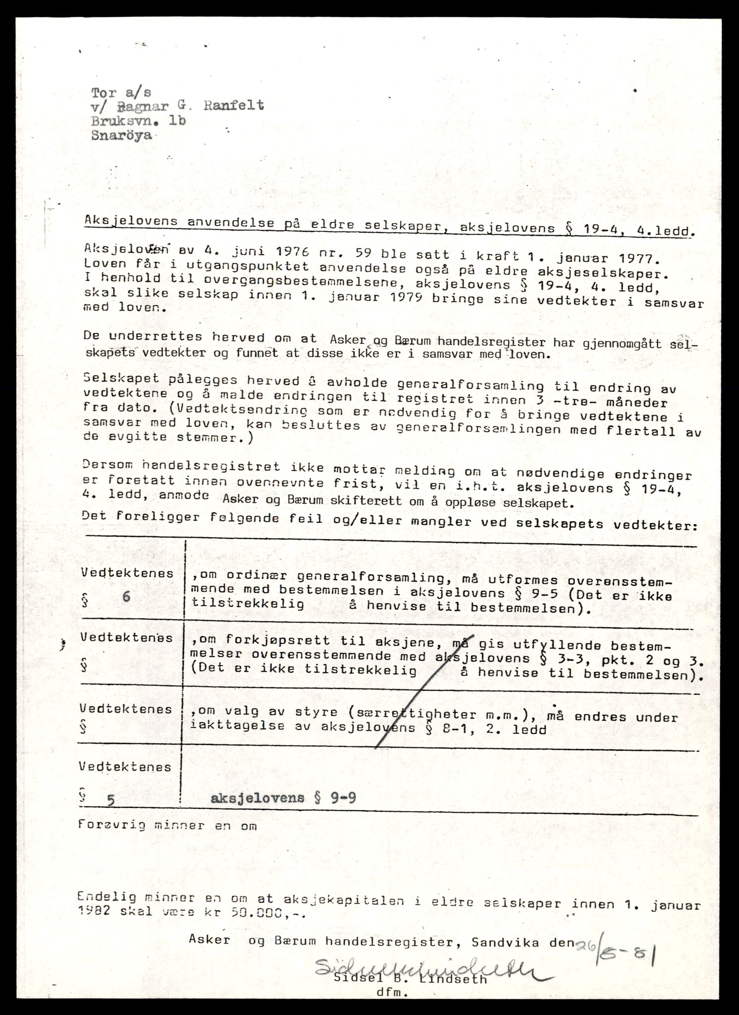 Asker og Bærum tingrett, AV/SAT-A-10379/K/Kb/Kbb/L0152: Aksjeselskap og andelslag i Bærum, Tor - Tre, 1944-1989, p. 1