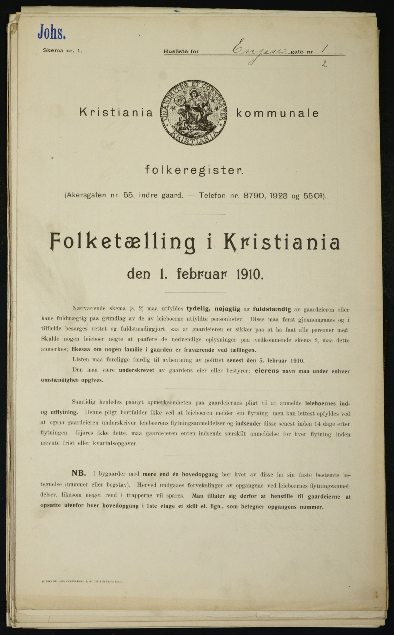 OBA, Municipal Census 1910 for Kristiania, 1910, p. 19875