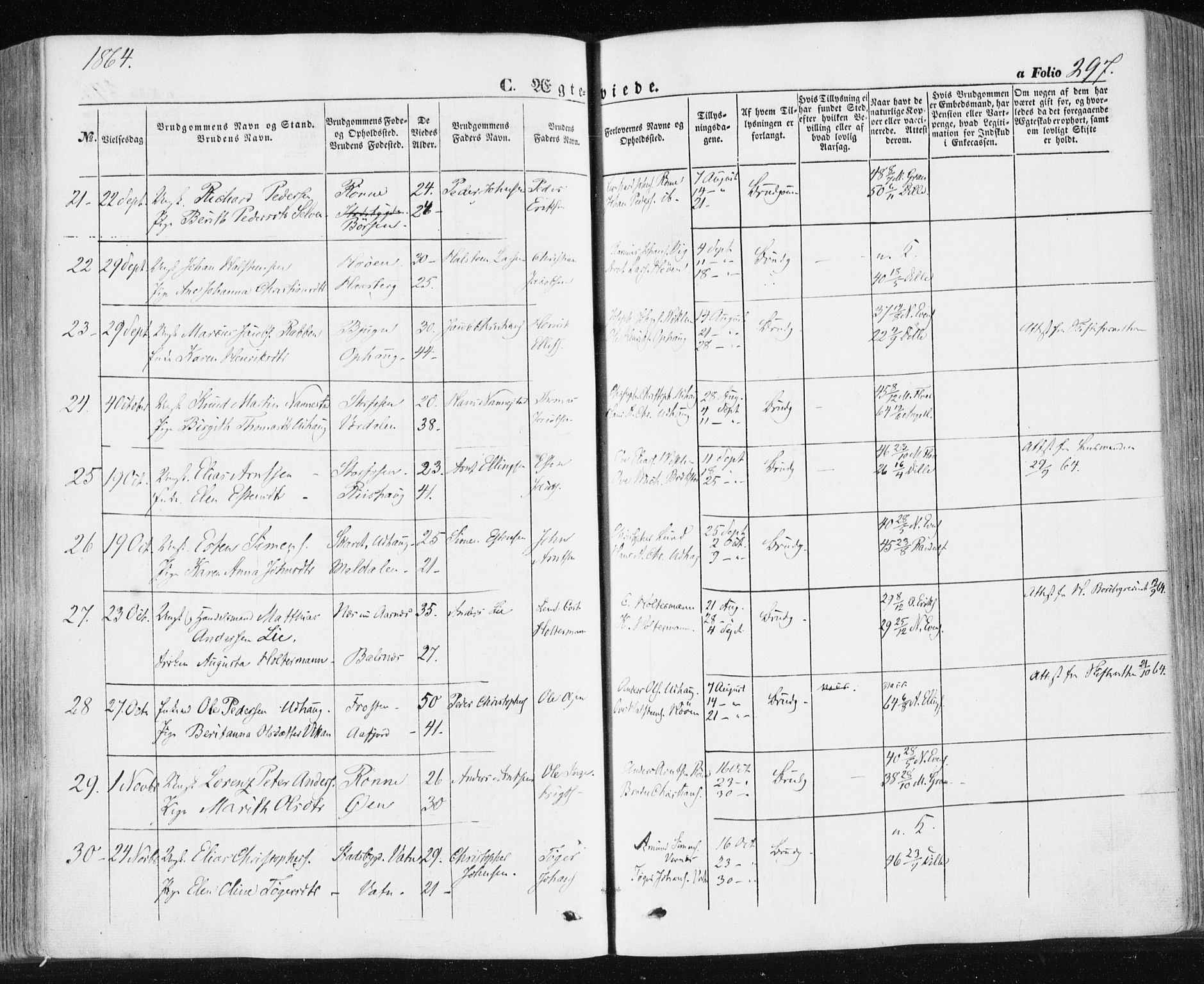 Ministerialprotokoller, klokkerbøker og fødselsregistre - Sør-Trøndelag, SAT/A-1456/659/L0737: Parish register (official) no. 659A07, 1857-1875, p. 297