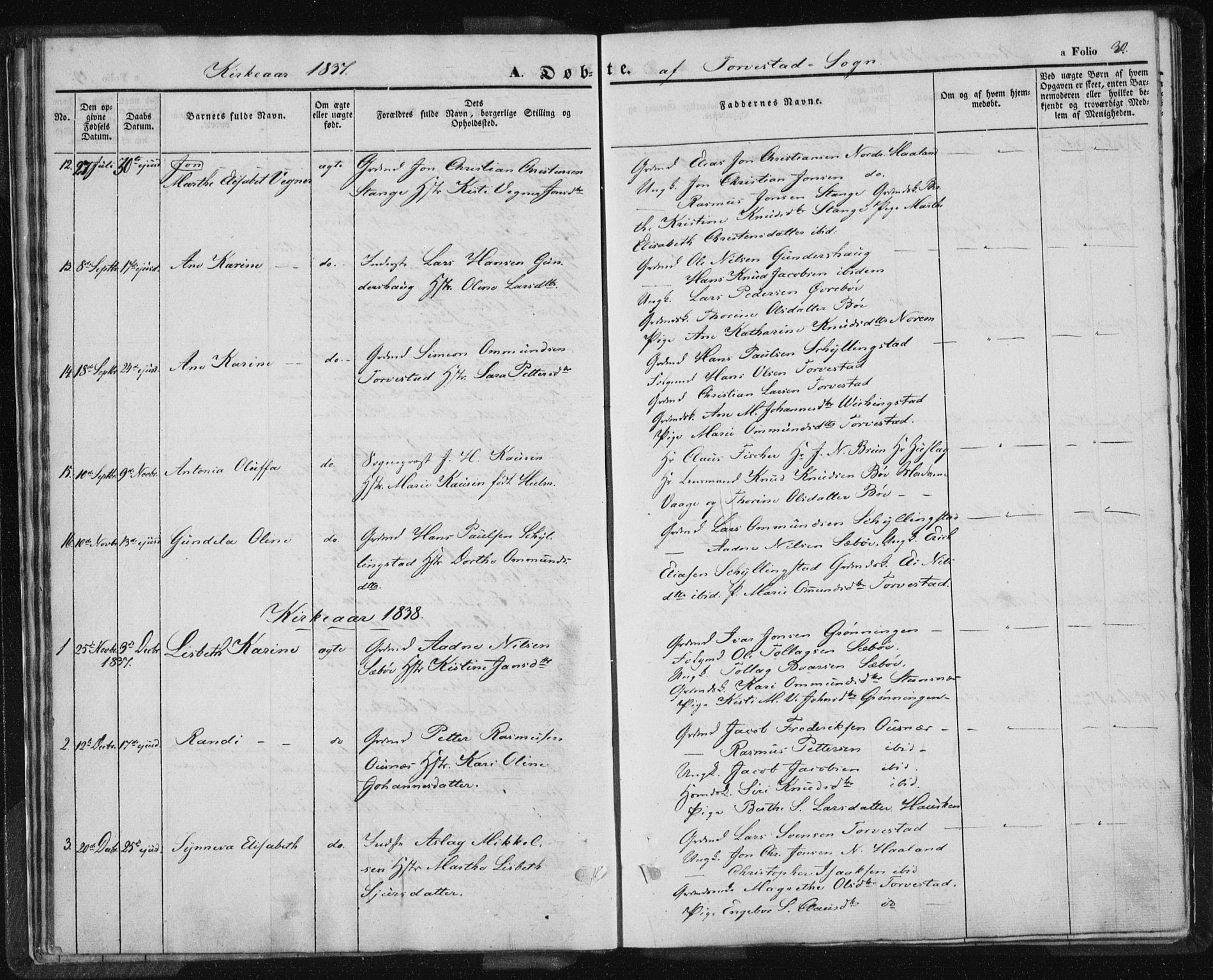 Torvastad sokneprestkontor, SAST/A -101857/H/Ha/Haa/L0005: Parish register (official) no. A 5, 1836-1847, p. 30