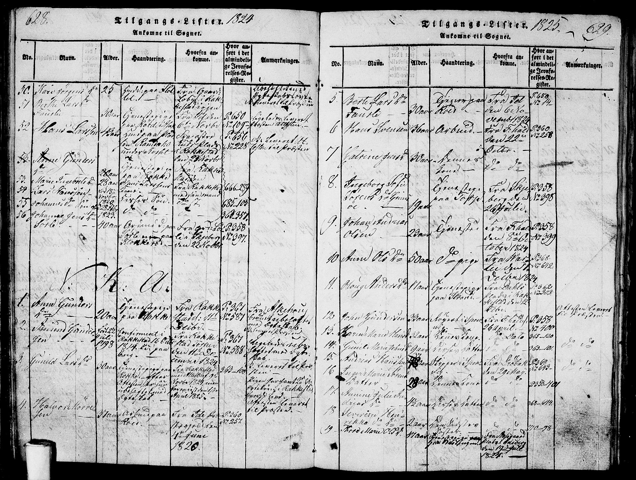 Berg prestekontor Kirkebøker, AV/SAO-A-10902/G/Ga/L0001: Parish register (copy) no. I 1, 1815-1832, p. 628-629