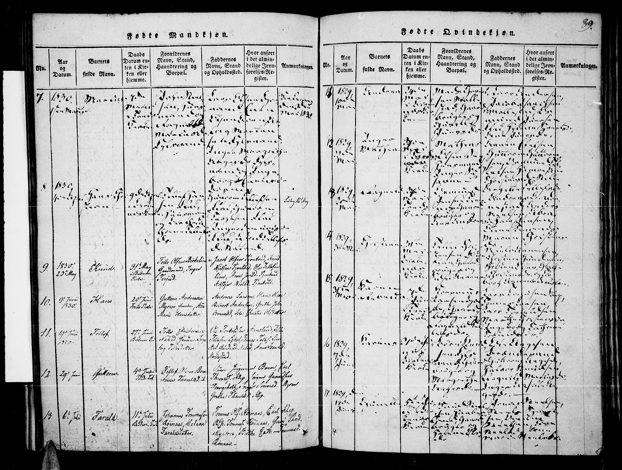 Tveit sokneprestkontor, AV/SAK-1111-0043/F/Fa/L0002: Parish register (official) no. A 2, 1820-1830, p. 89